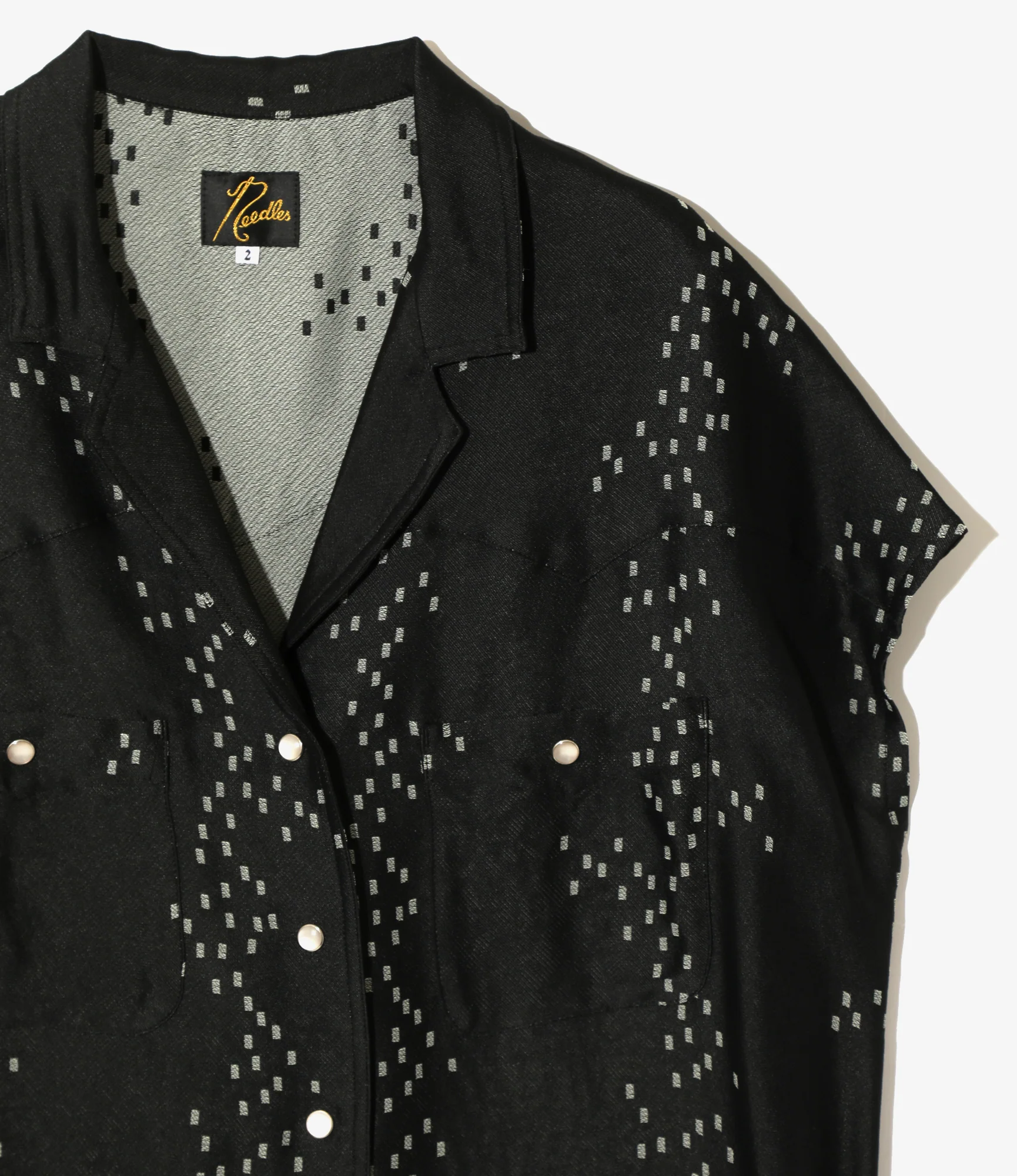 French Sleeve Cowboy Blouse - Off White- R/AC Square Dot Jacquard - Image 2