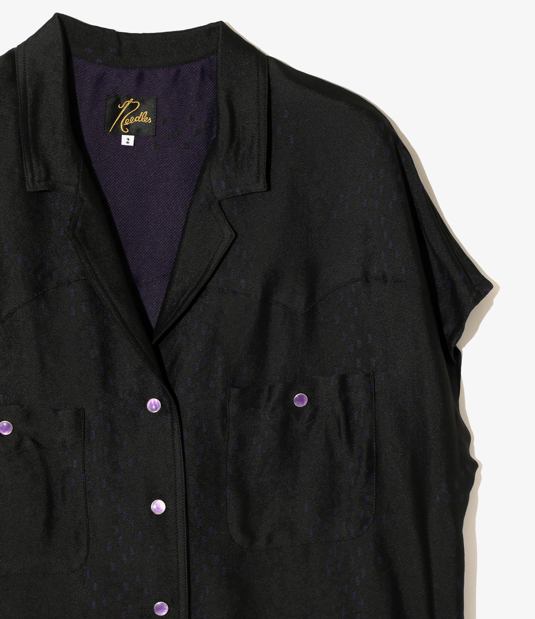 French Sleeve Cowboy Blouse - Purple - R/AC Square Dot Jacquard - Image 2