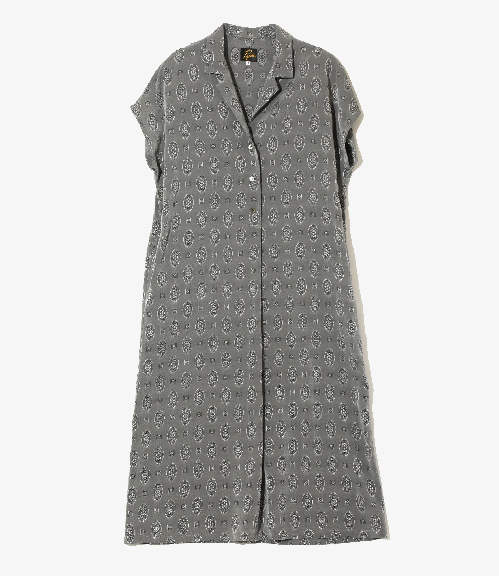 French Sleeve Dress - Grey - Fine Pattern Jacquard