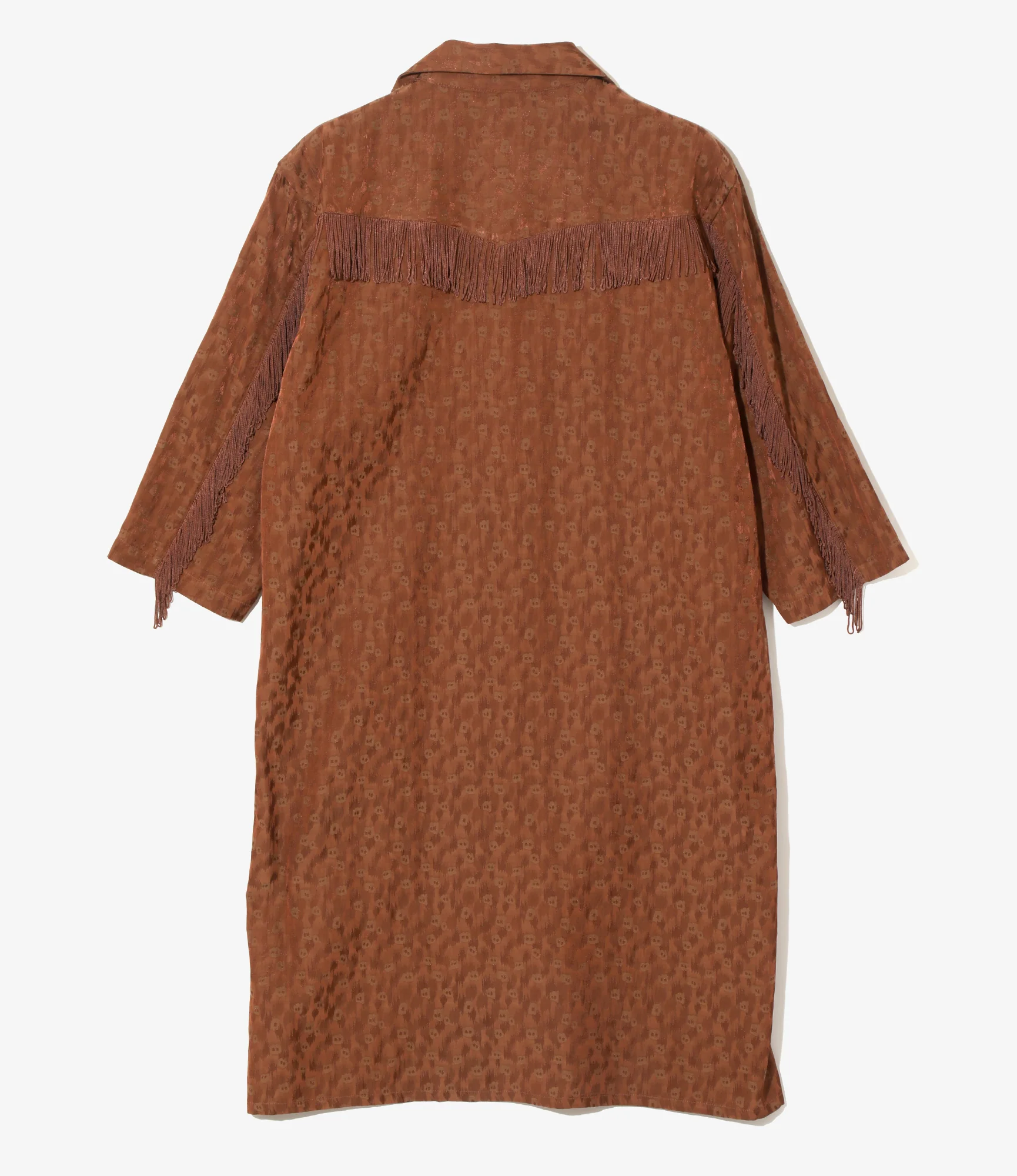 Fringe Shirt Dress - Rust - R/C Leopard Jacquard - Image 3