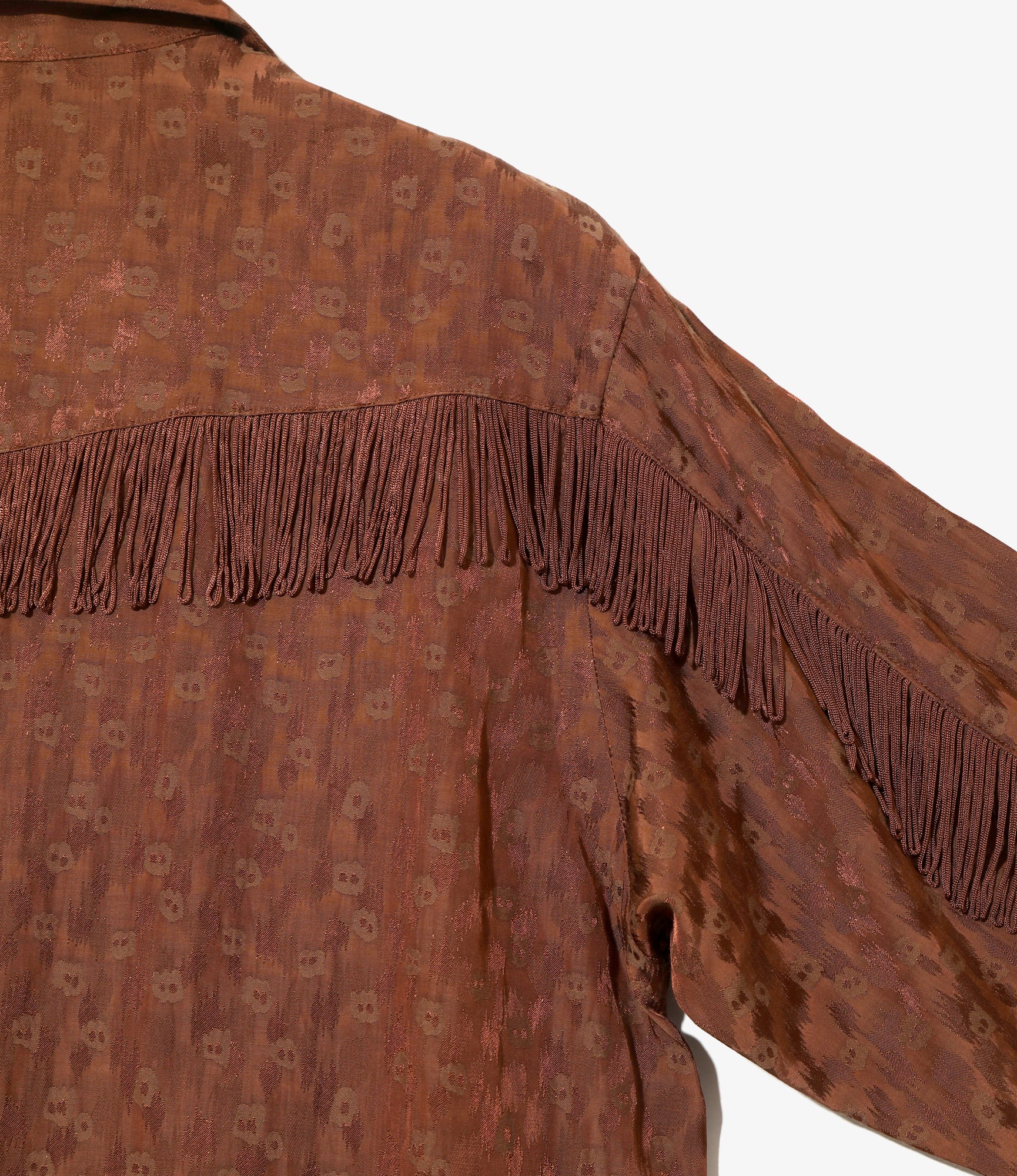 Fringe Shirt Dress - Rust - R/C Leopard Jacquard - Image 4