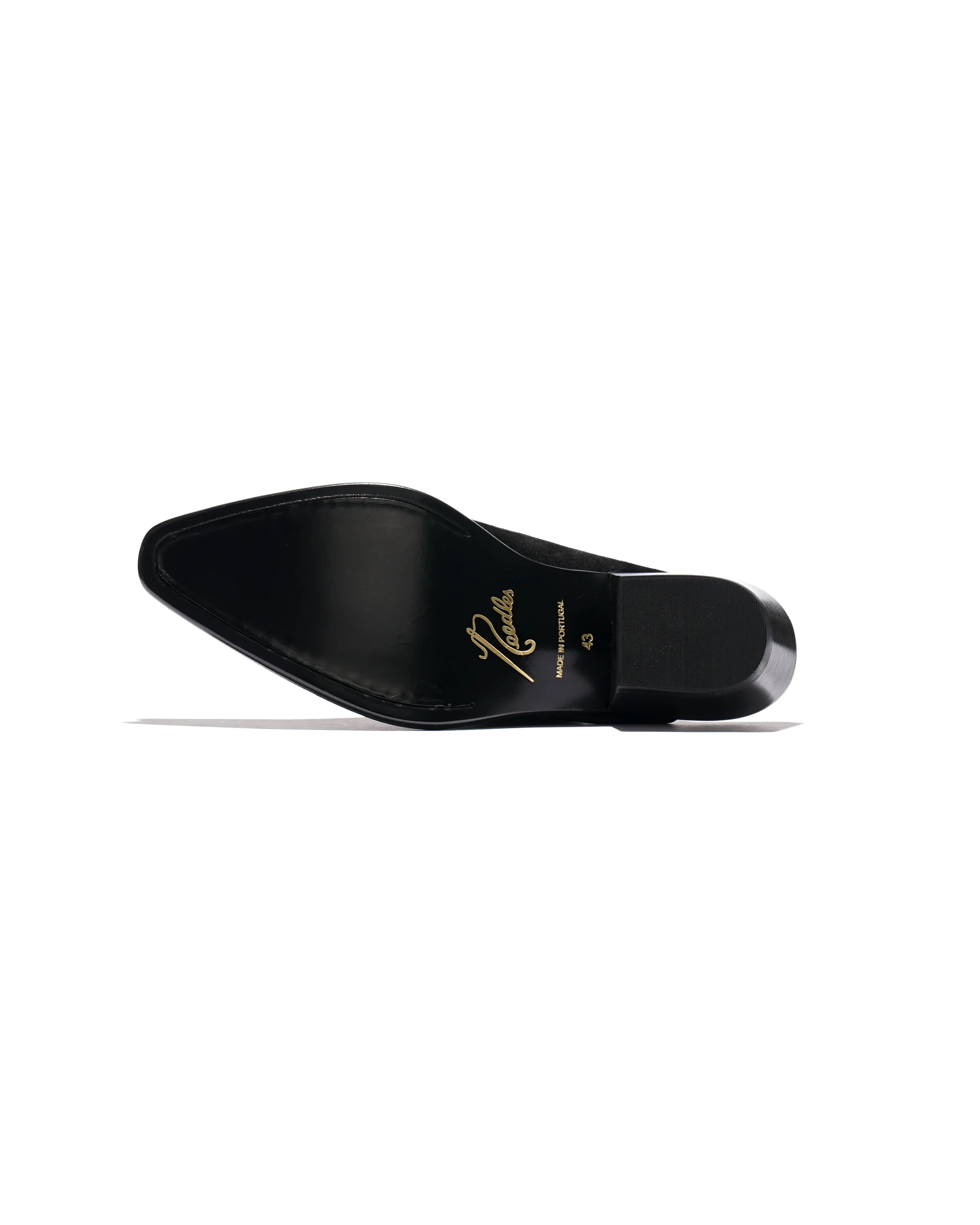 Heeled Papillon Stitched Cowboy Shoe - Black Suede - Image 6
