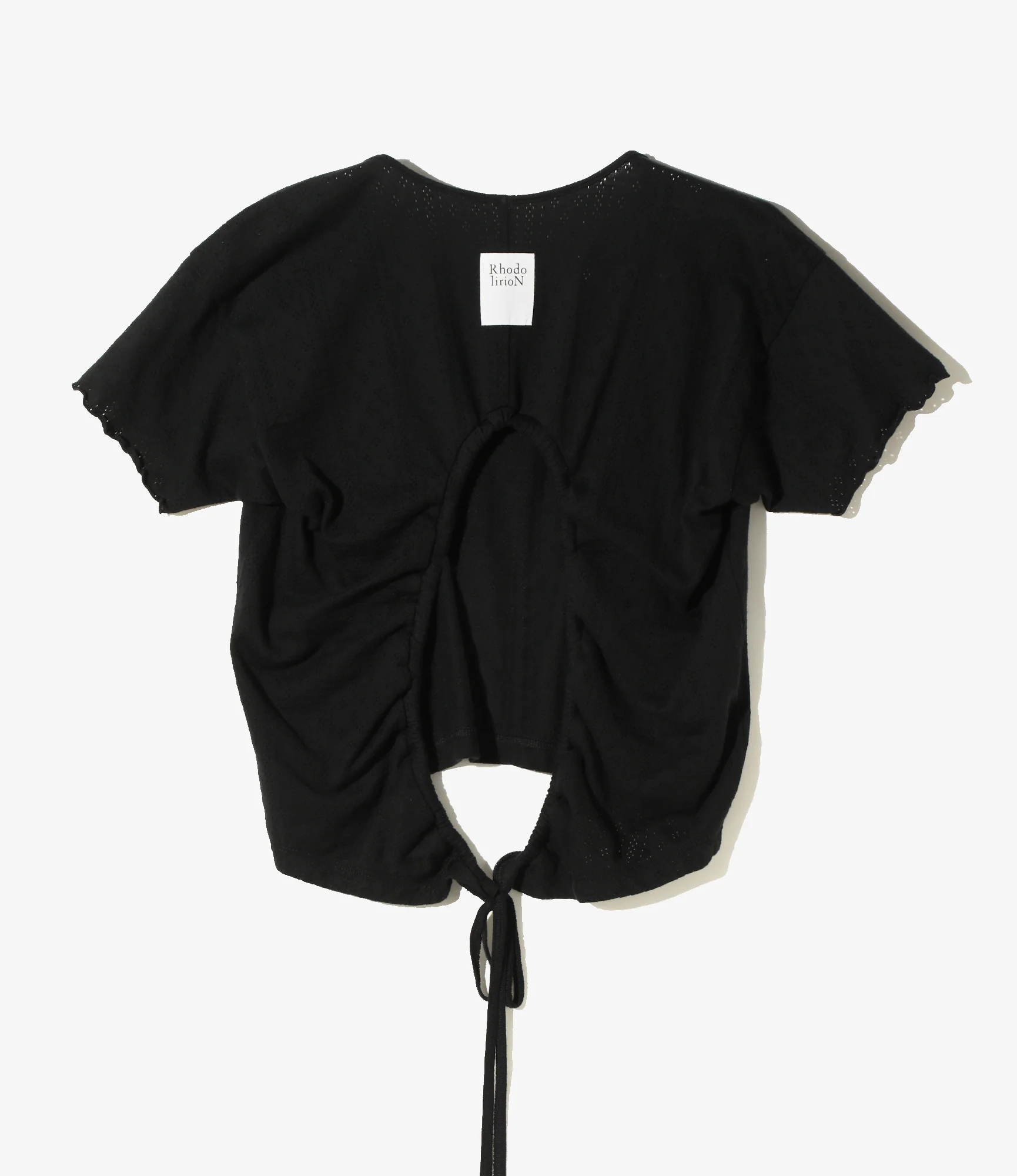 Holed Spencer Tee - Black - Eyelet Jersey - Image 3