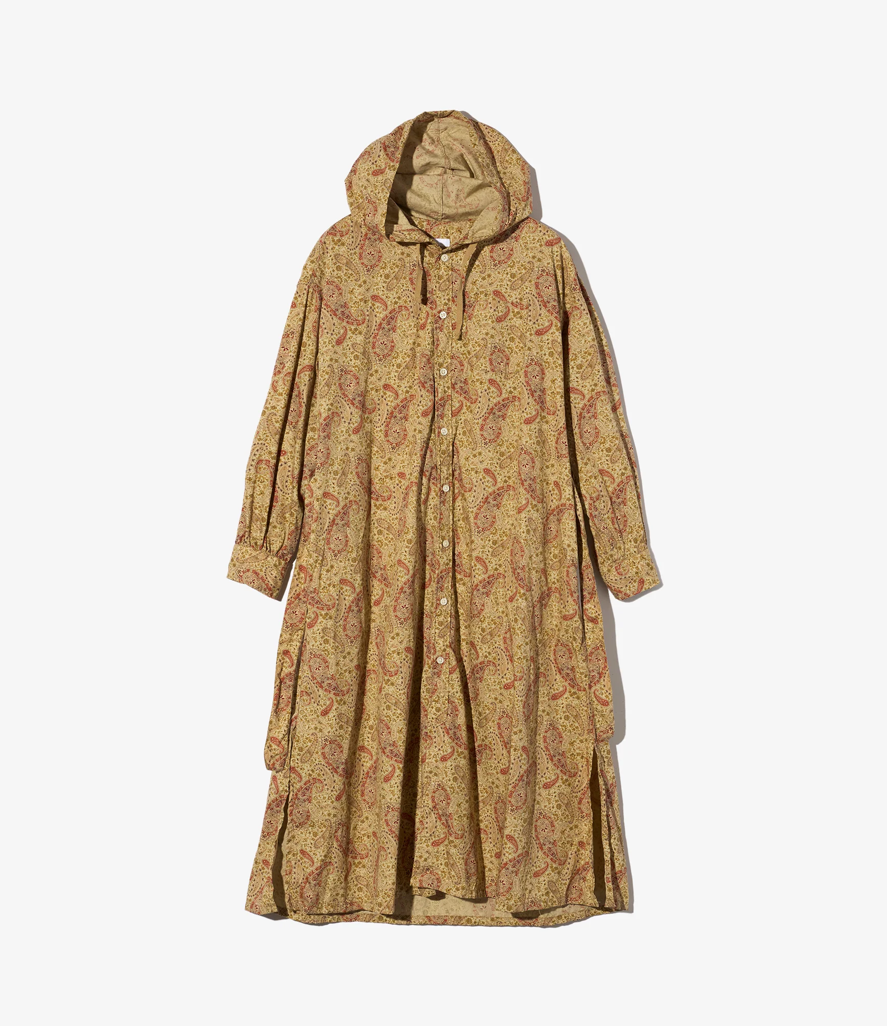 Hooded BD Dress - Khaki Cotton Paisley Print