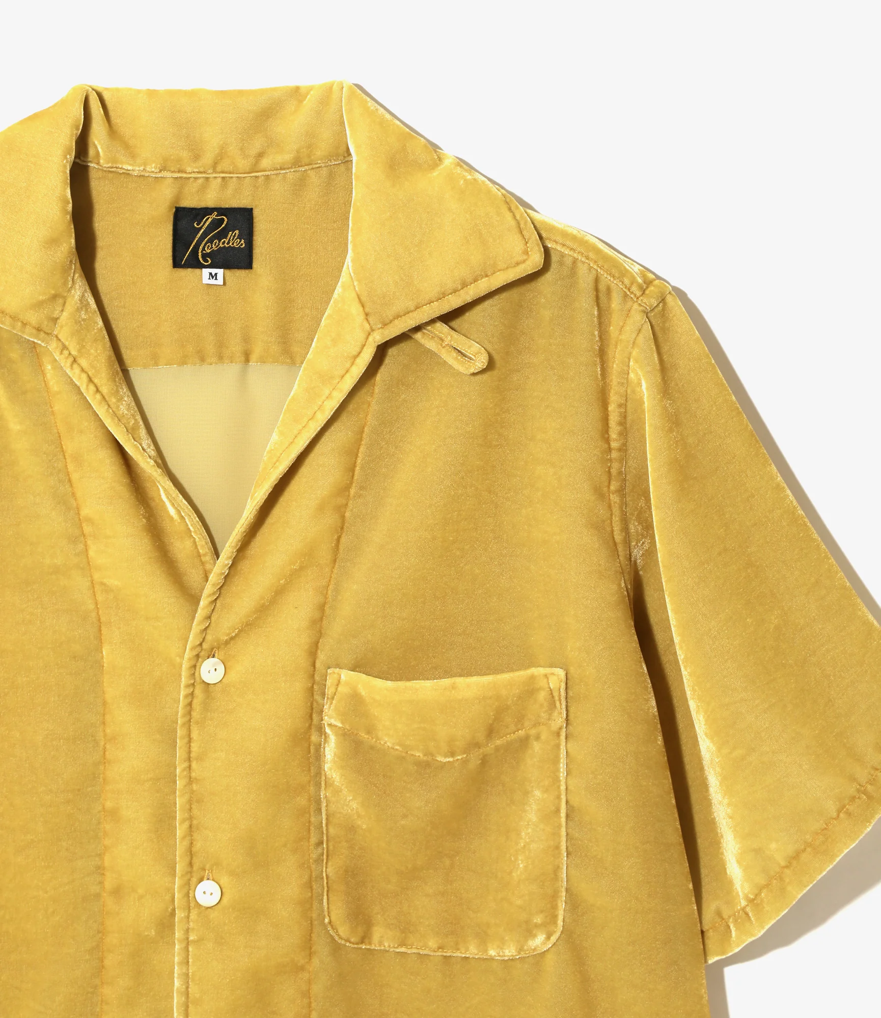 Italian Collar S/S Shirt - Mustard - PE/R Velvet - Image 2