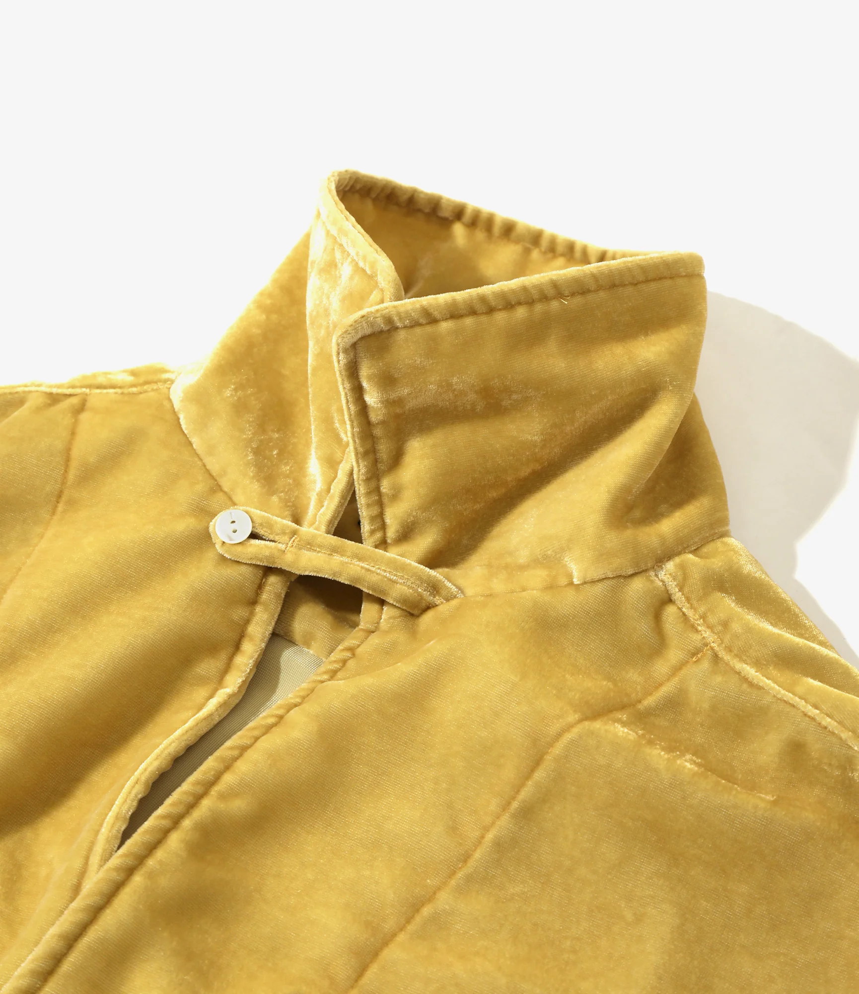 Italian Collar S/S Shirt - Mustard - PE/R Velvet - Image 3