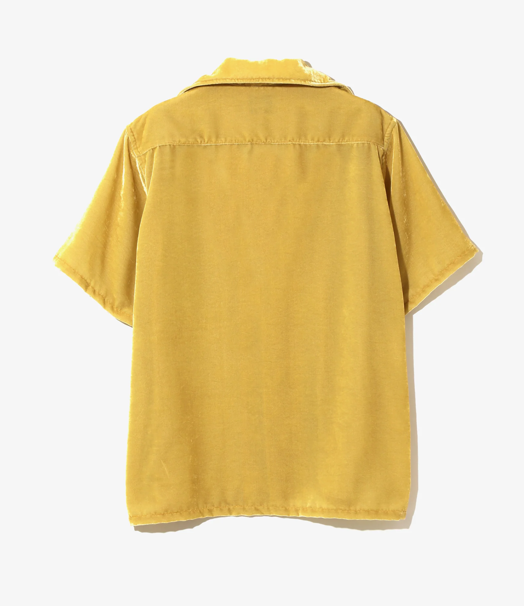 Italian Collar S/S Shirt - Mustard - PE/R Velvet - Image 4
