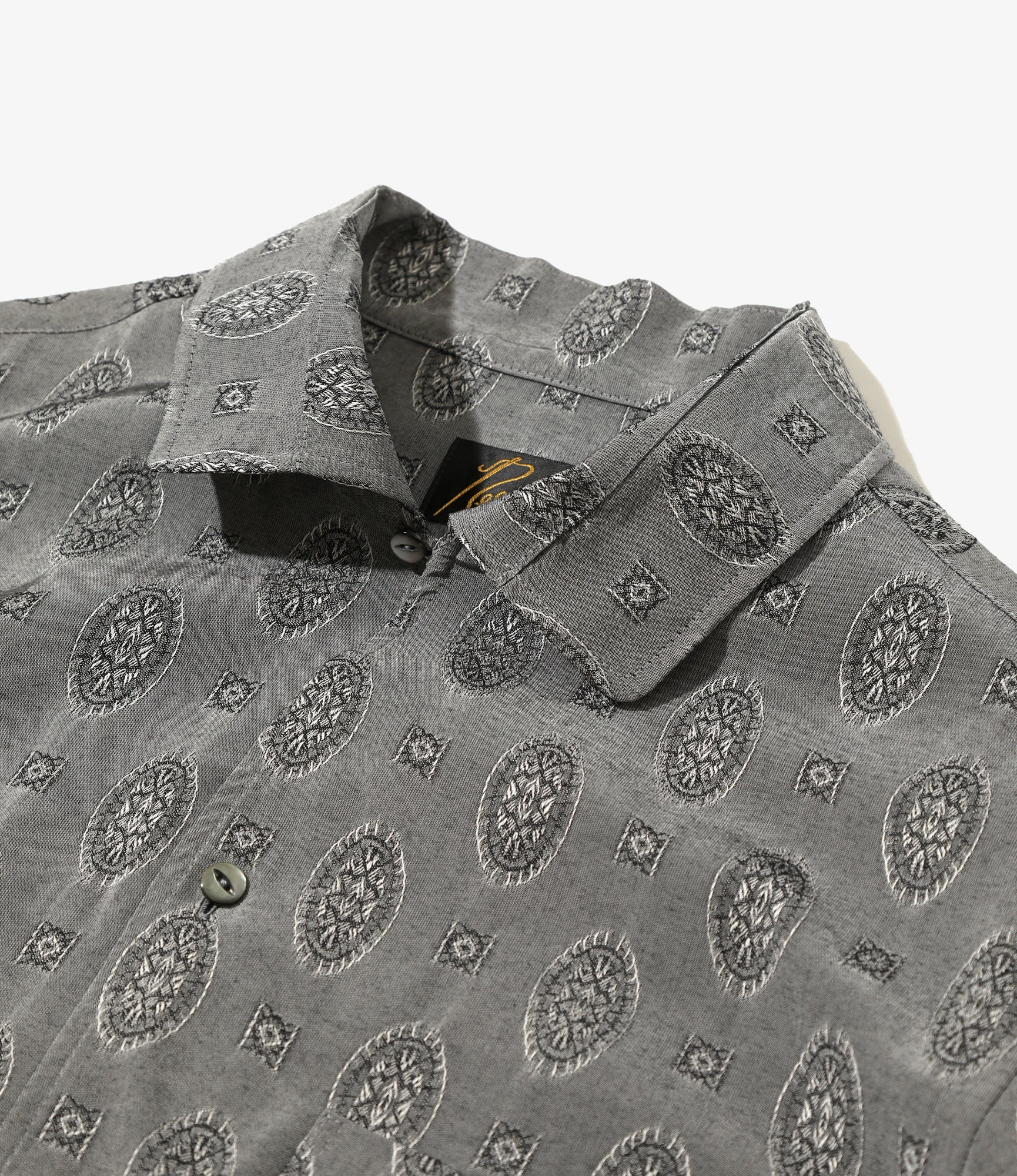 Italian Collar Shirt - Grey - Fine Pattern Jacquard - Image 2