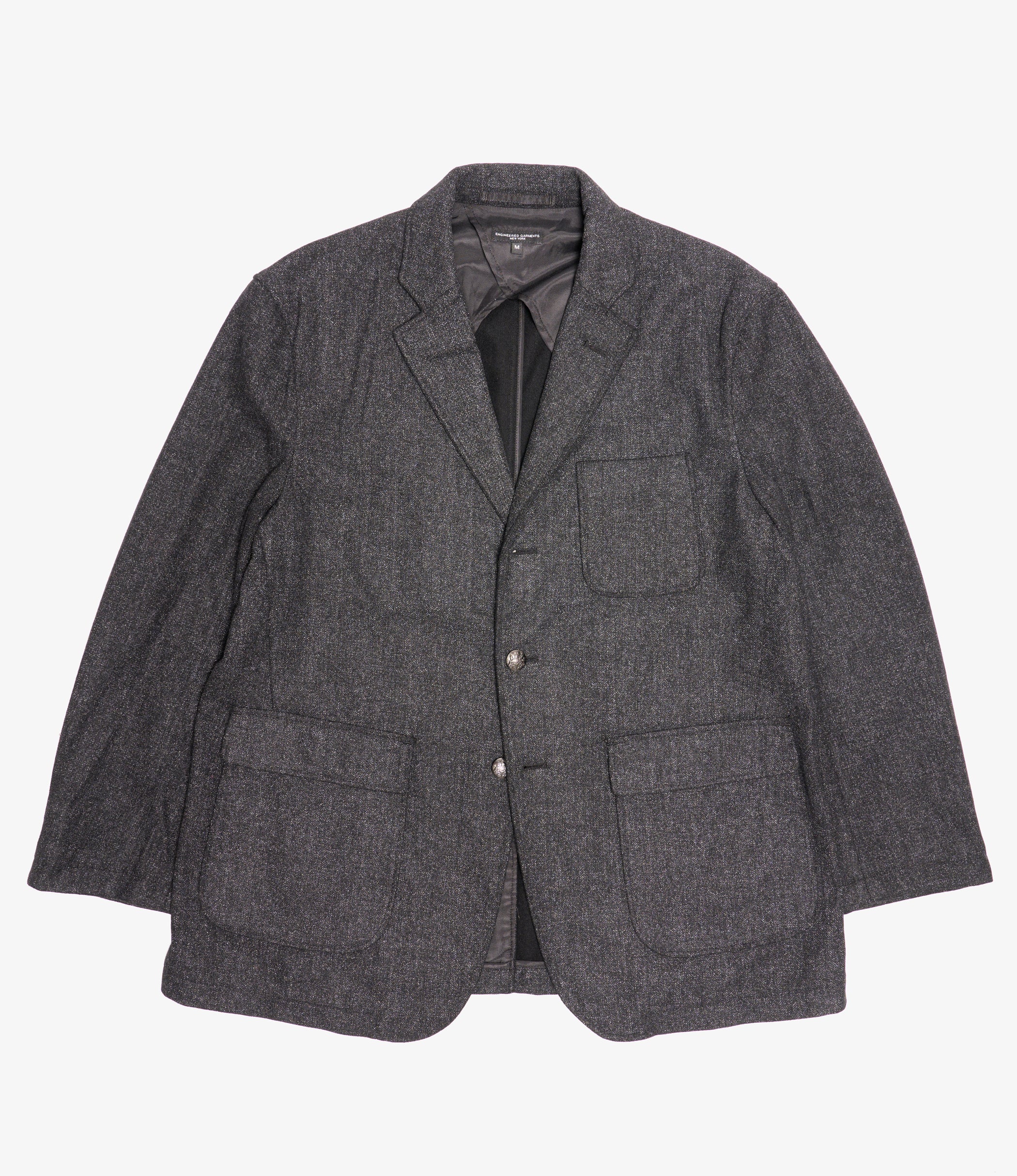 Nepenthes Special - Ivy Blazer - Charcoal Poly Wool Printed Herringbone