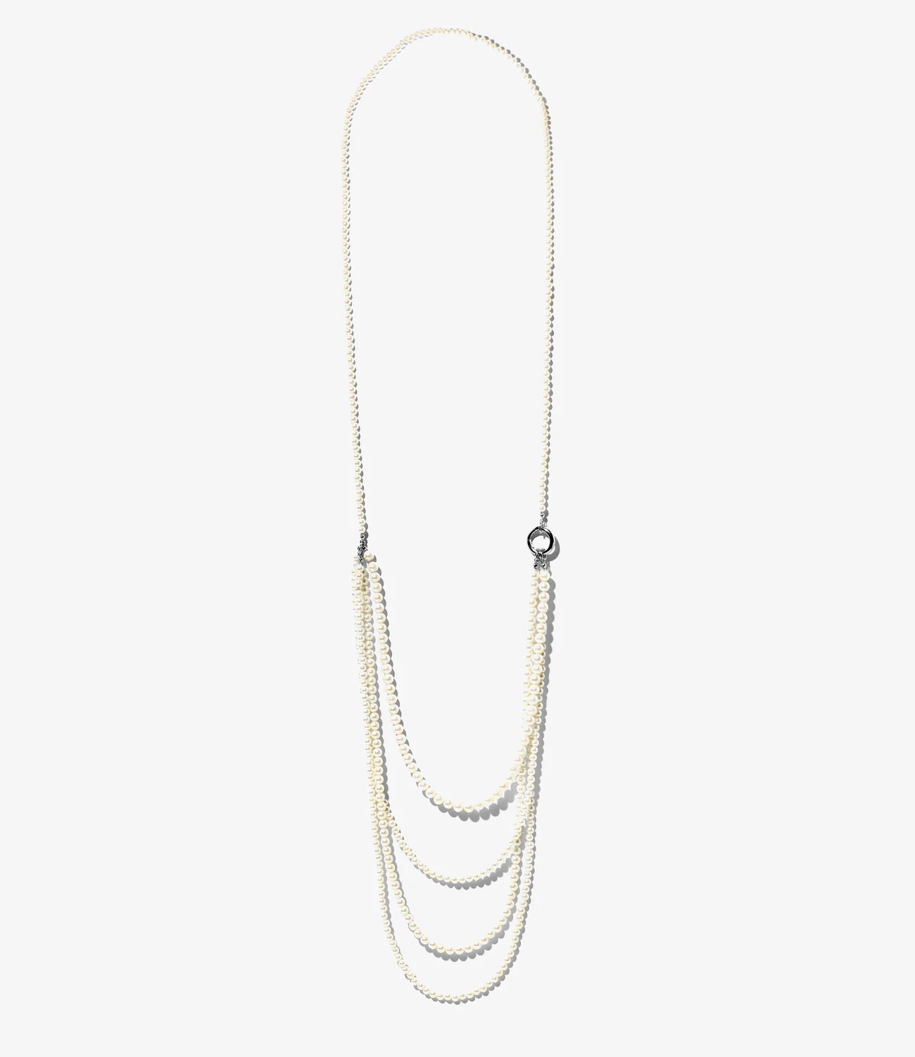 Multi Long Necklace - Natural - Artificial White Pearl