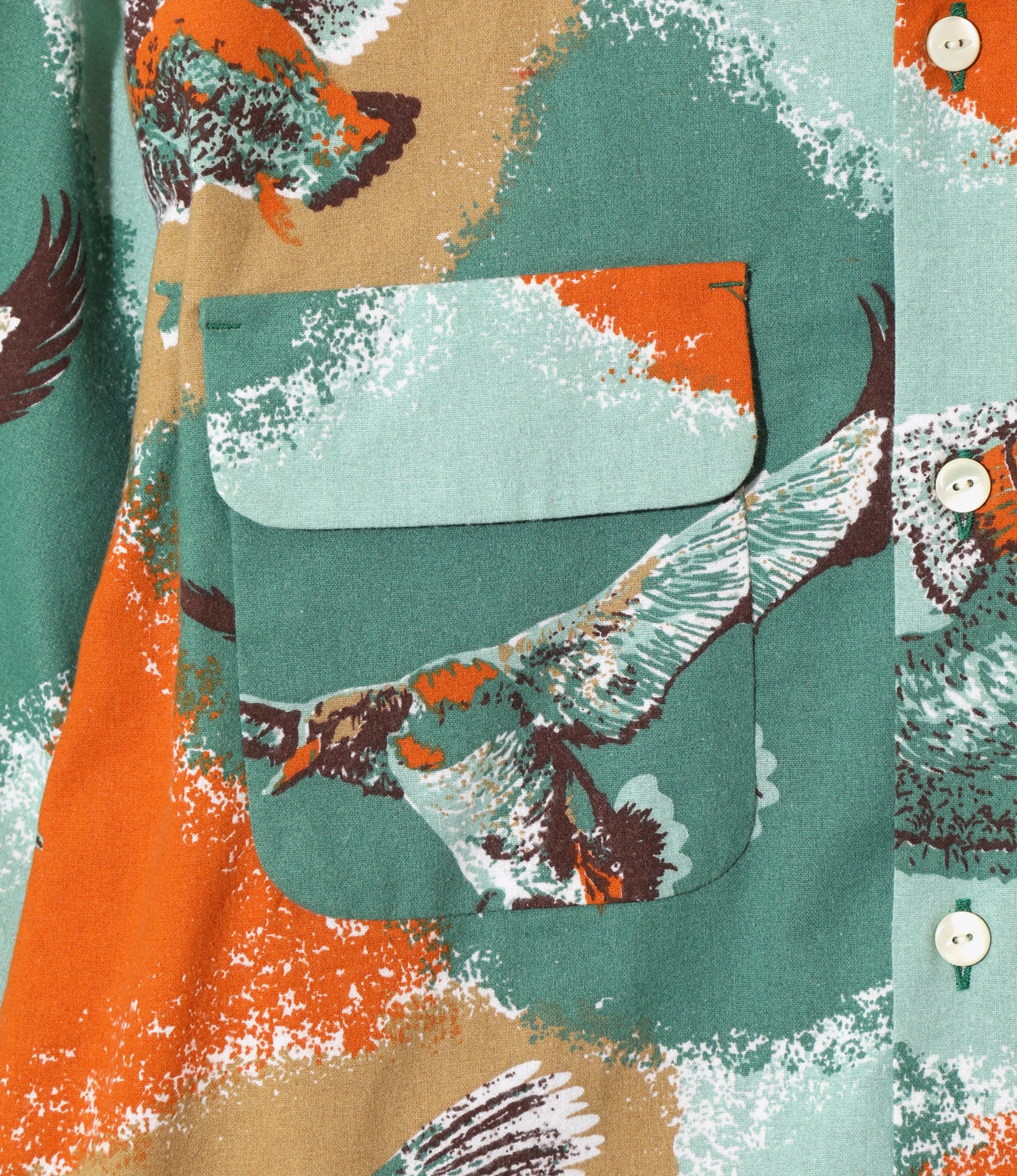 Classic Shirt - Orange - Printed Flannel / Bird - Image 3
