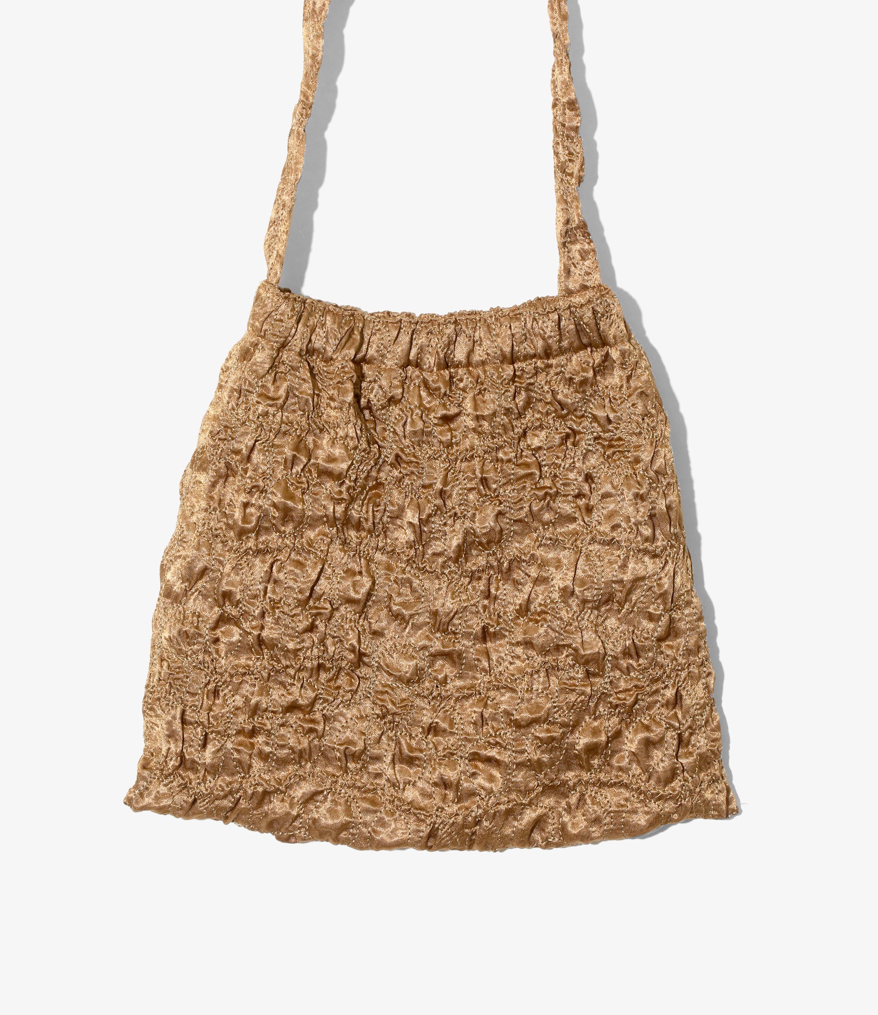 Elastic Pochette - Brown - Embroidery Satin