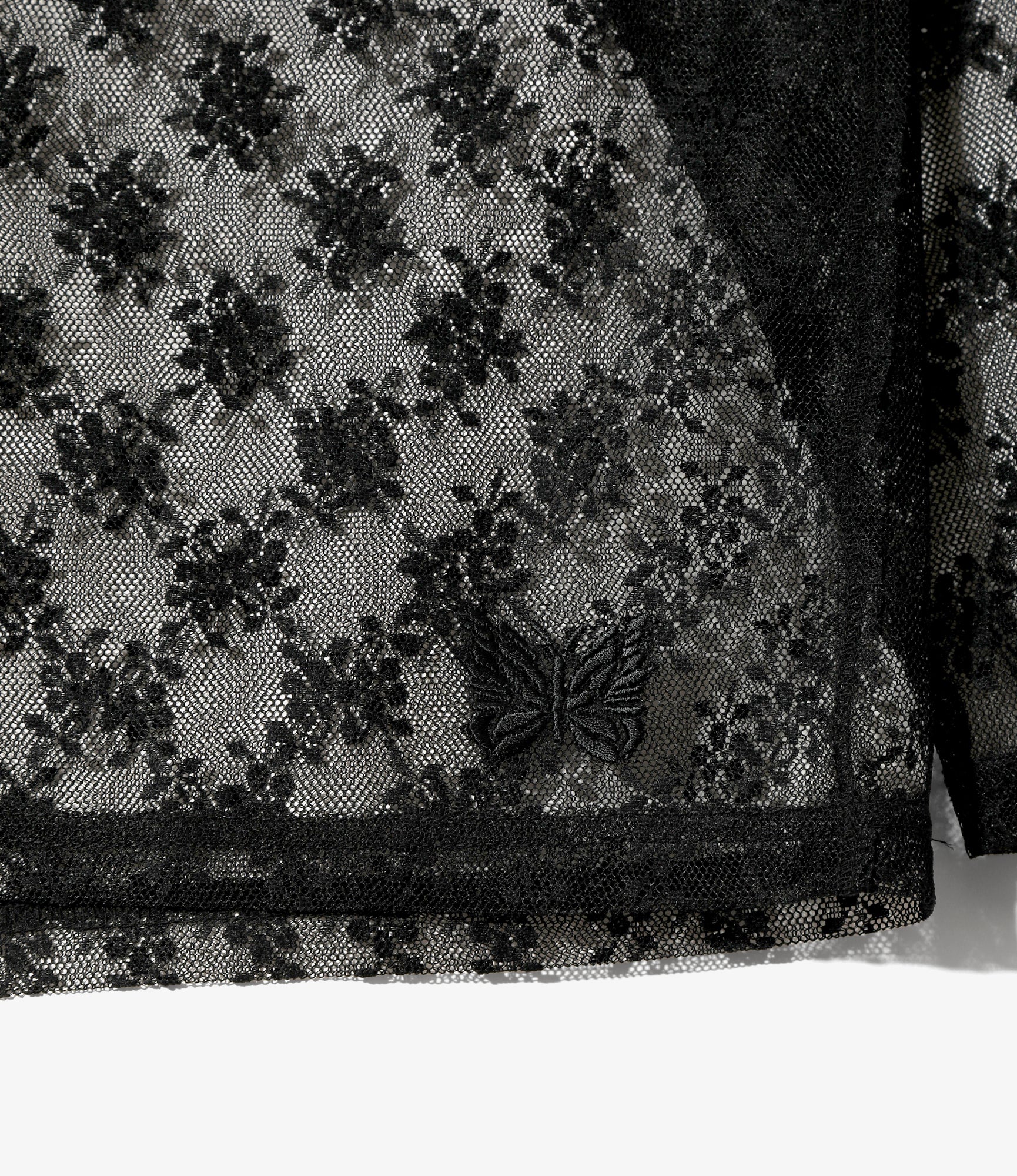 L/S U-Neck Tee - Black - Floral Raschel Lace - Image 2