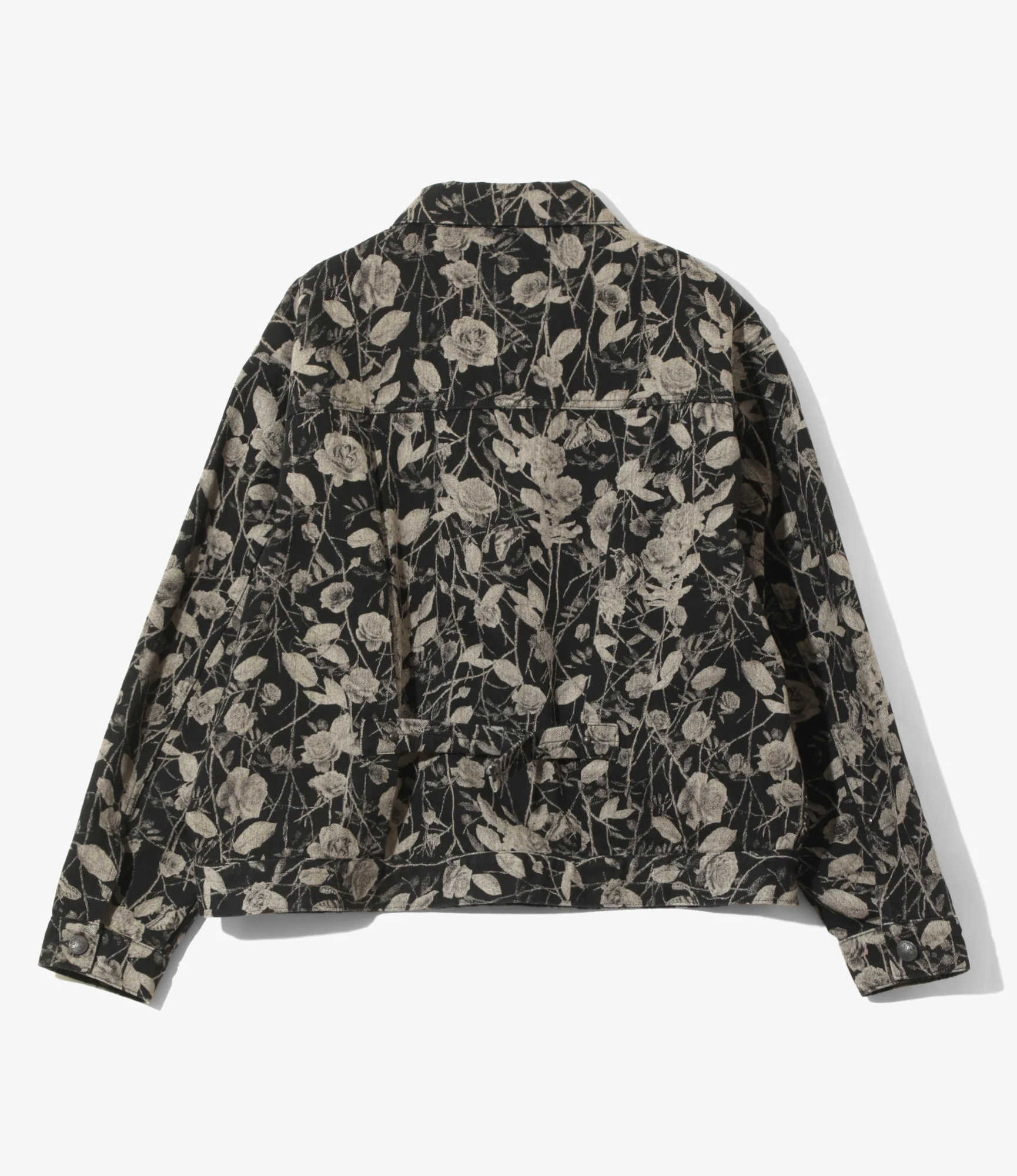M.W. Jean Jacket - Black - 13oz Denim / Rose Printed - Image 5
