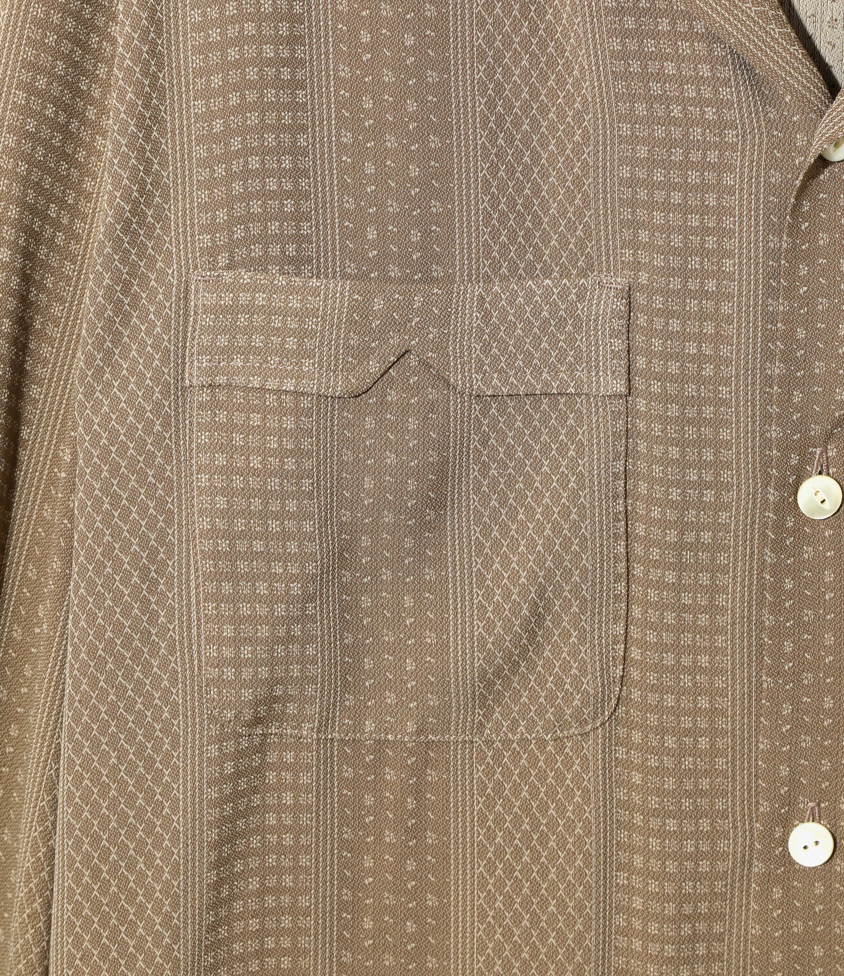 Open Collar Shirt - Brown - Faulourd Stripe Jacquard - Image 3