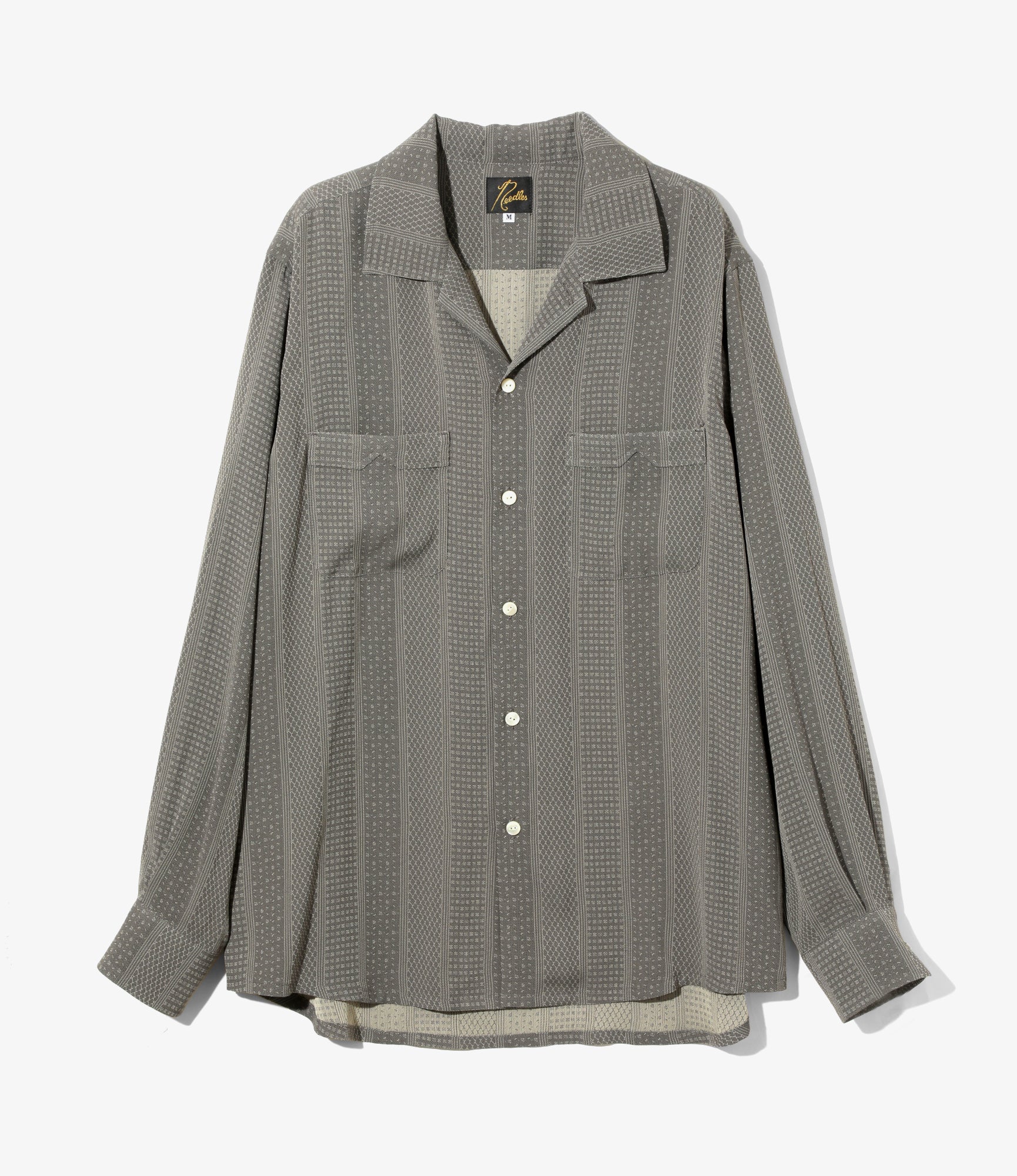 Open Collar Shirt - Grey - Faulourd Stripe Jacquard