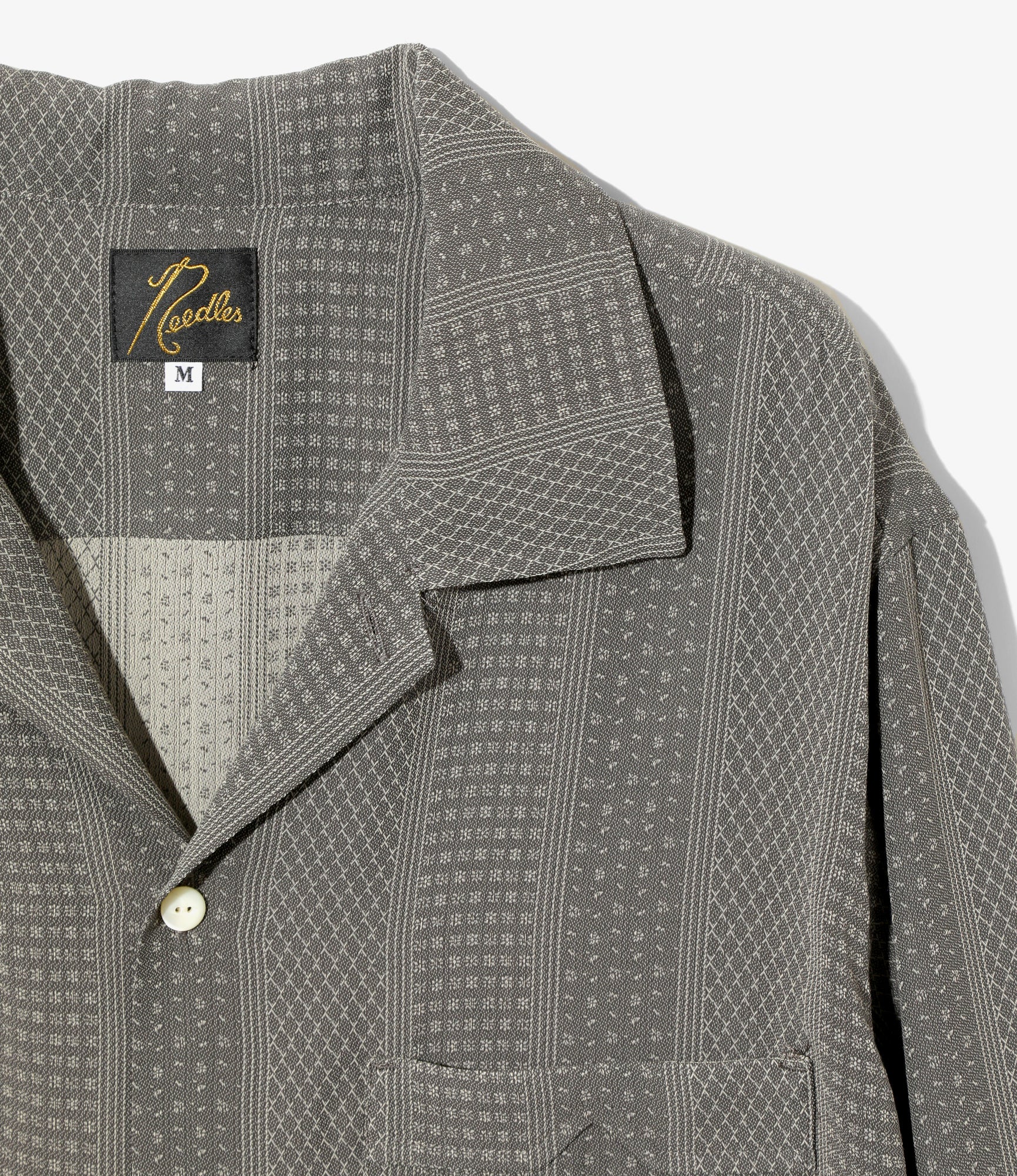 Open Collar Shirt - Grey - Faulourd Stripe Jacquard - Image 2
