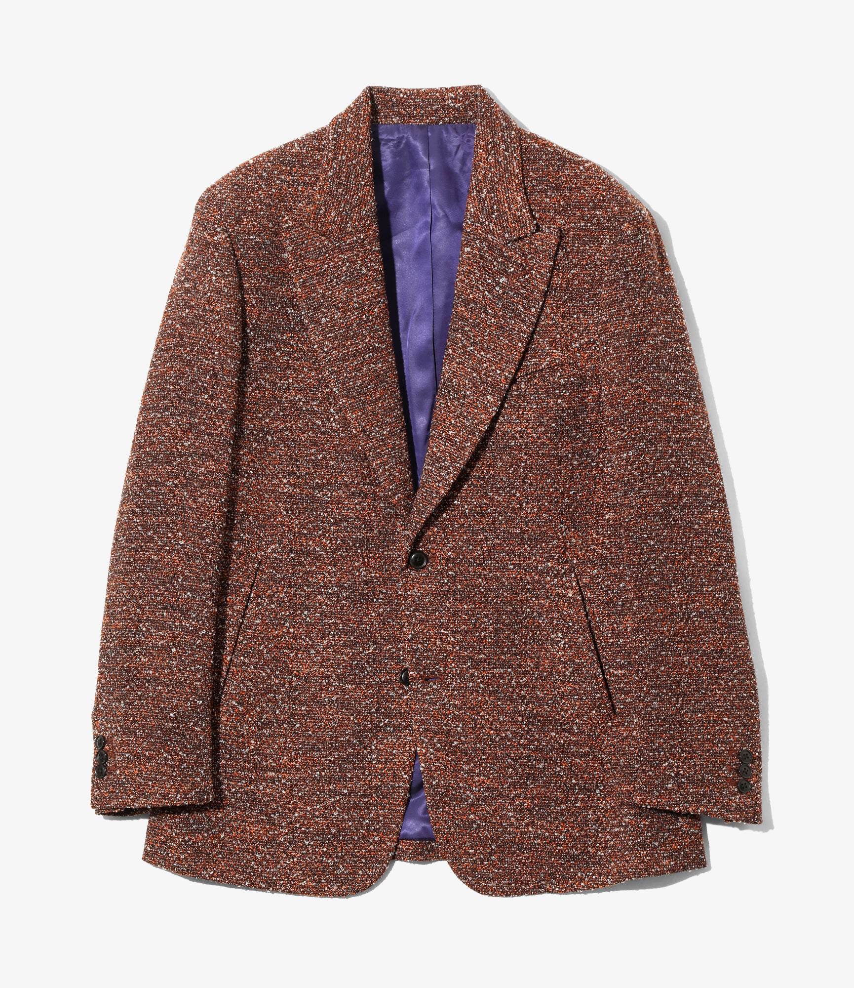 Peaked Lapel Jacket - Orange - Lame Tweed Plaid