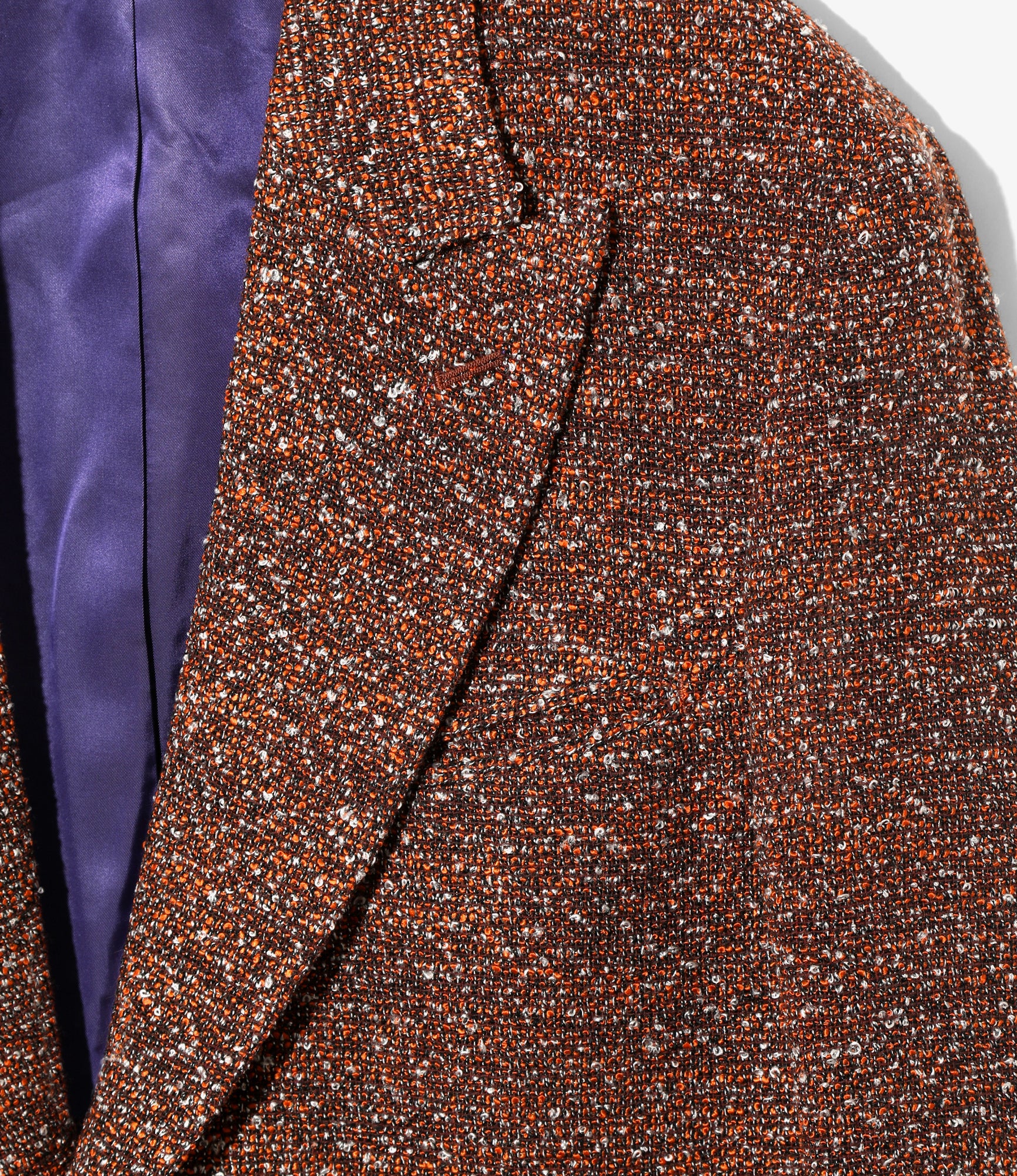 Peaked Lapel Jacket - Orange - Lame Tweed Plaid - Image 2