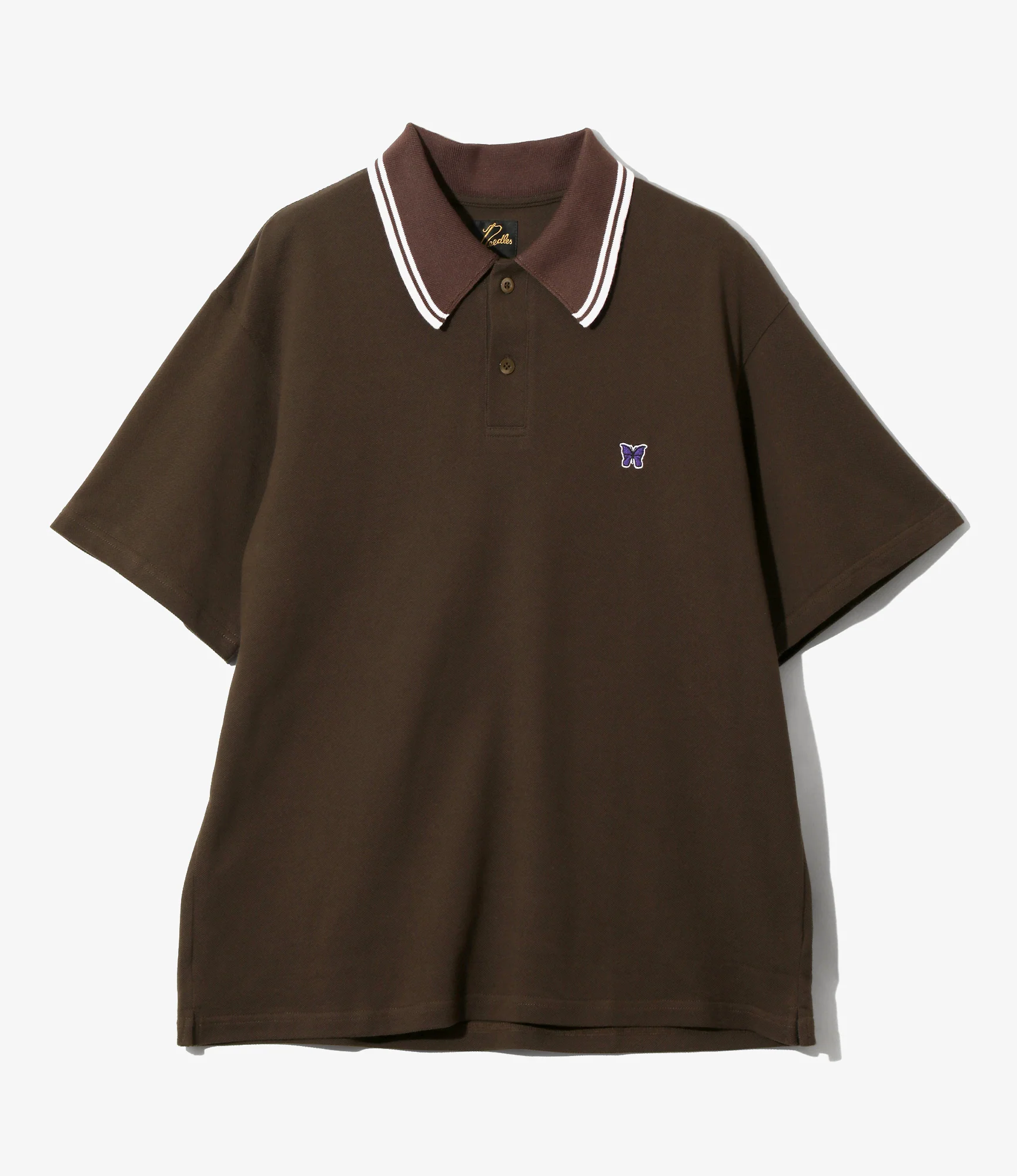 Regular Collar Polo Shirt - Brown - Cotton Pique