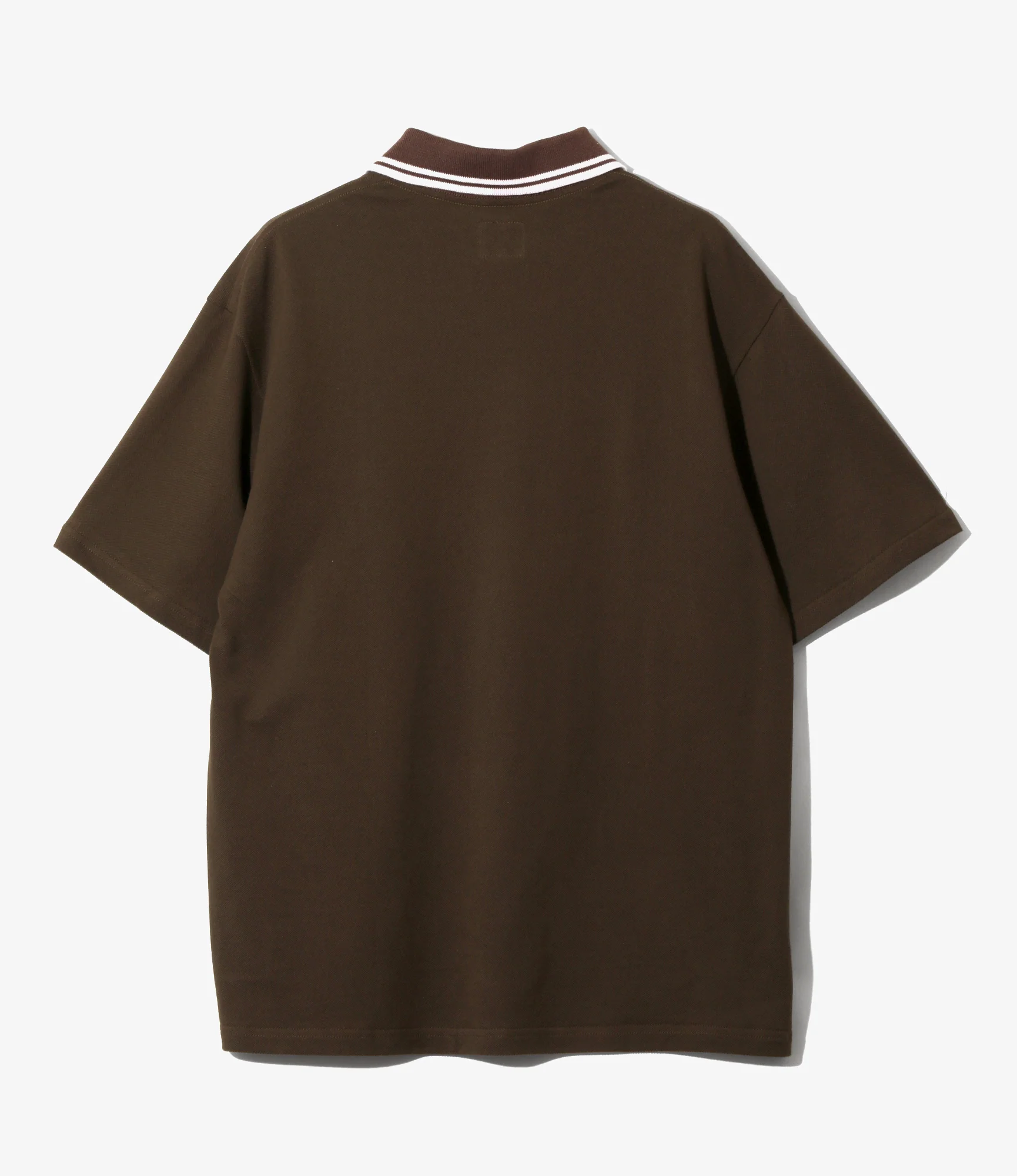 Regular Collar Polo Shirt - Brown - Cotton Pique - Image 4