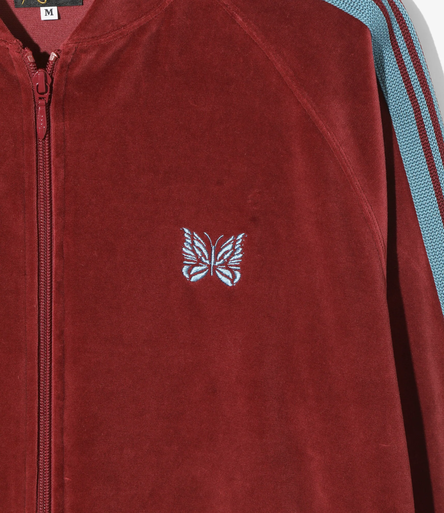 Rib Collar Track Jacket - Burgundy - C/PE Velour - Image 2