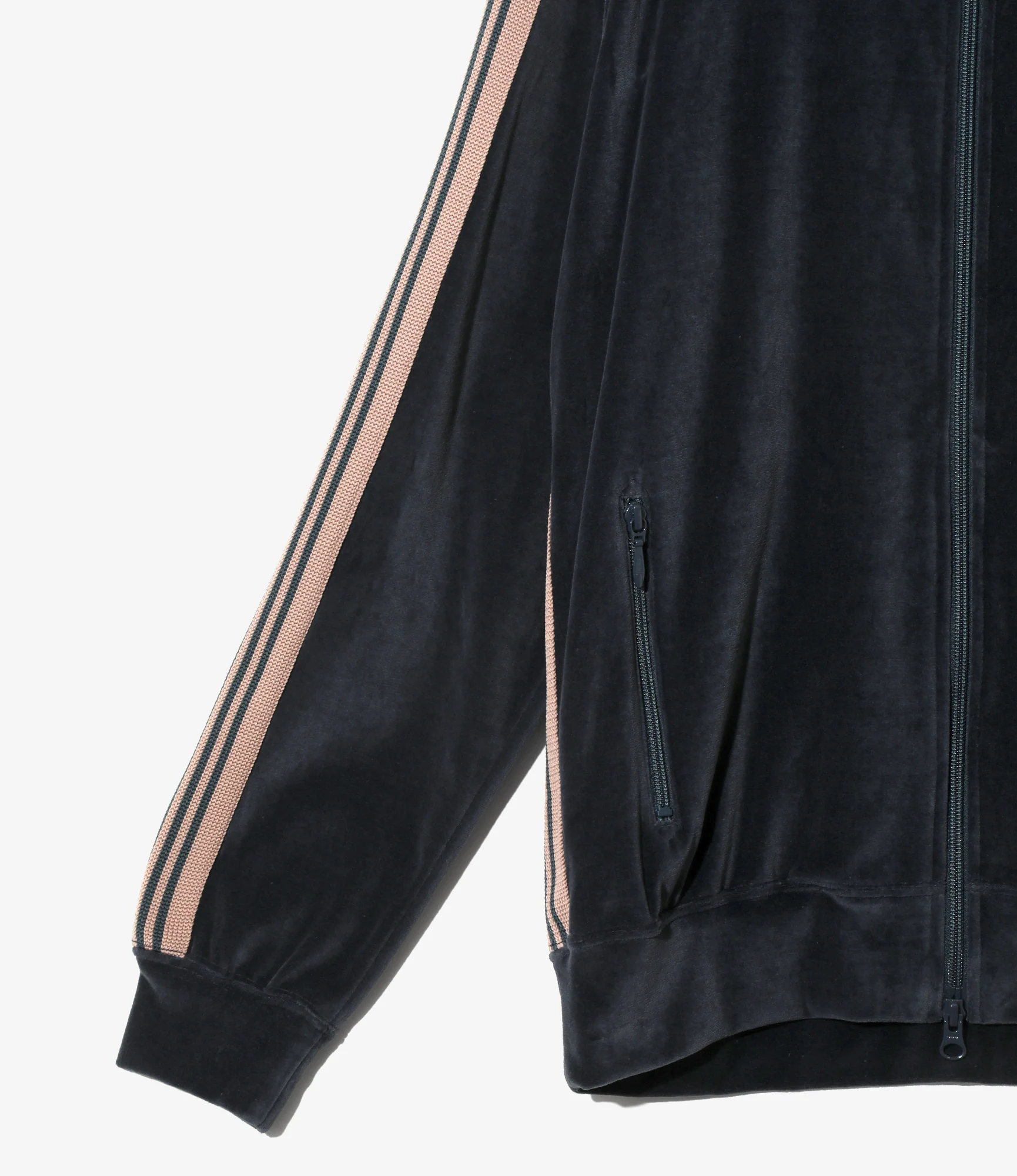 Rib Collar Track Jacket - Steel Blue - C/PE Velour - Image 3