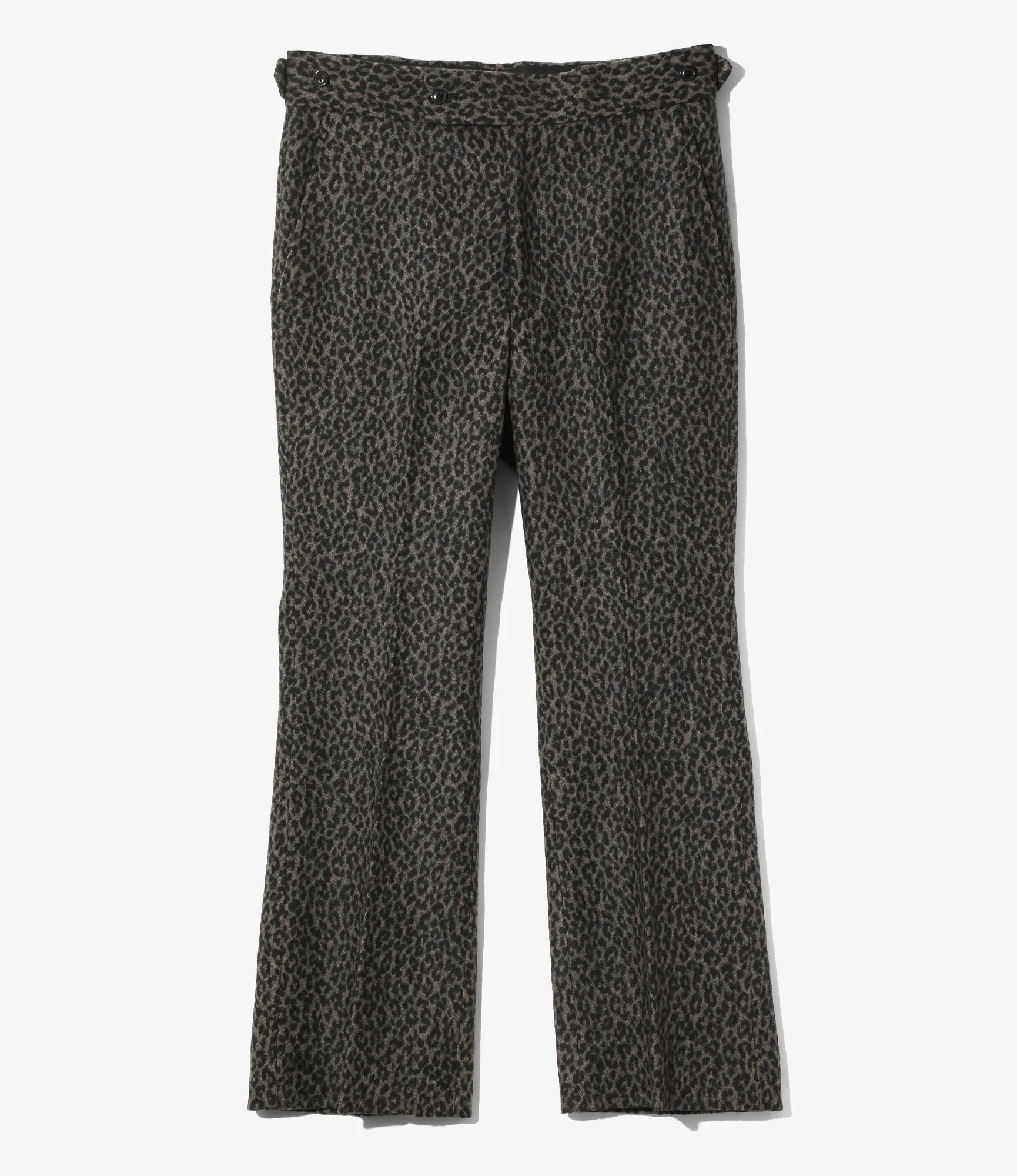 Side Tab Boot-Cut Trouser - Charcoal - Leopard Jacquard