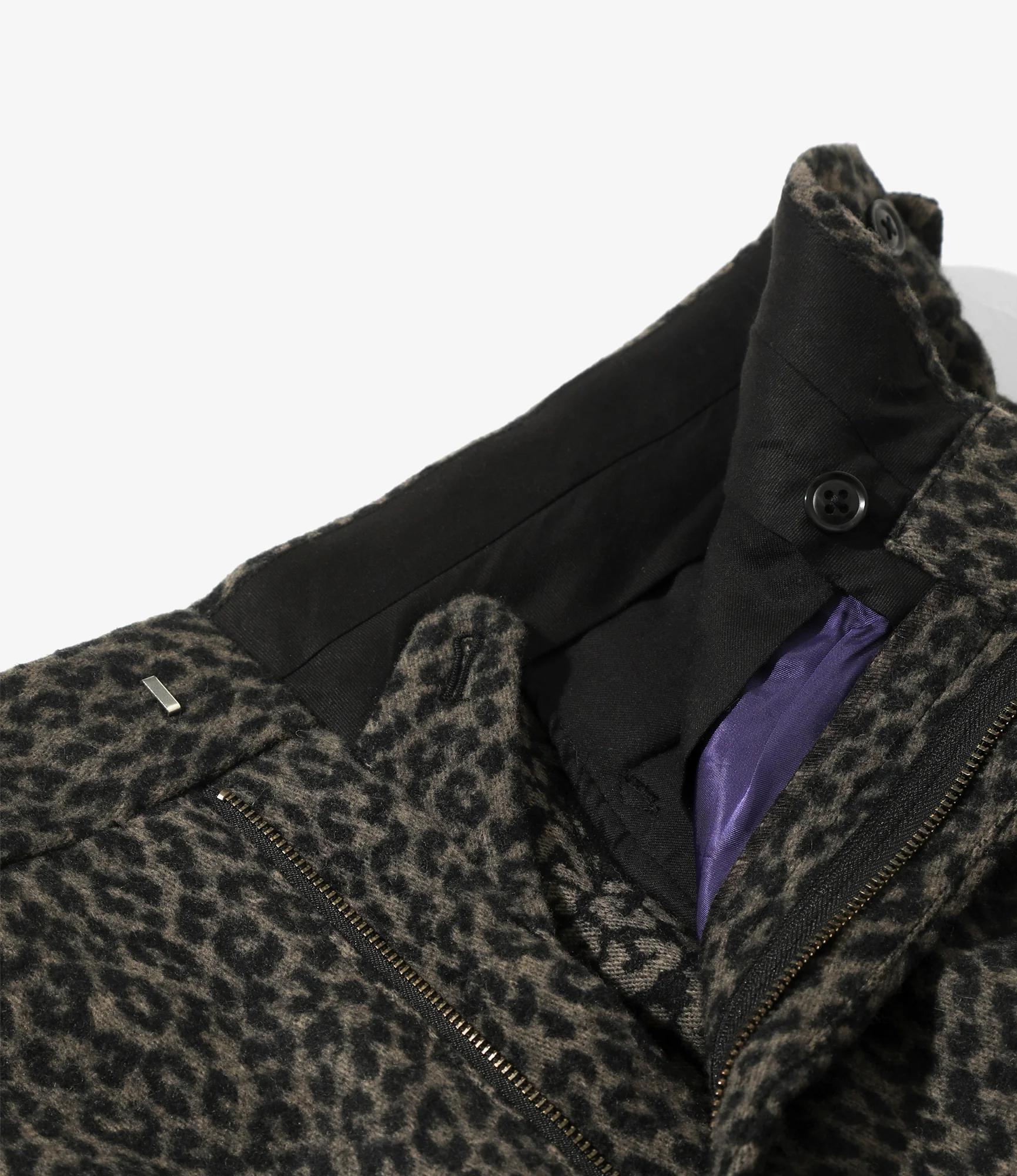 Side Tab Boot-Cut Trouser - Charcoal - Leopard Jacquard - Image 2