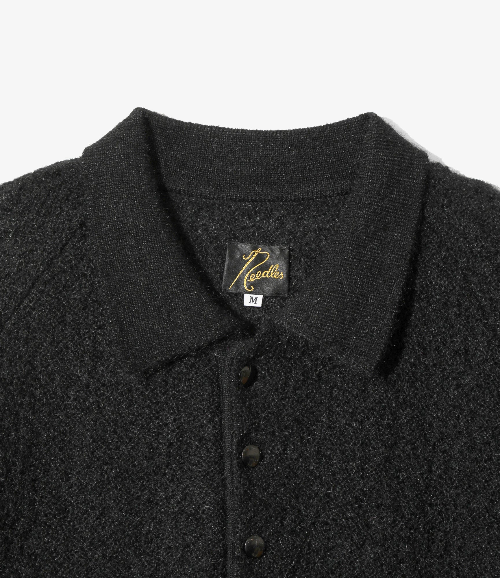 S/S Polo Sweater - Black - Crepe Weave - Image 2