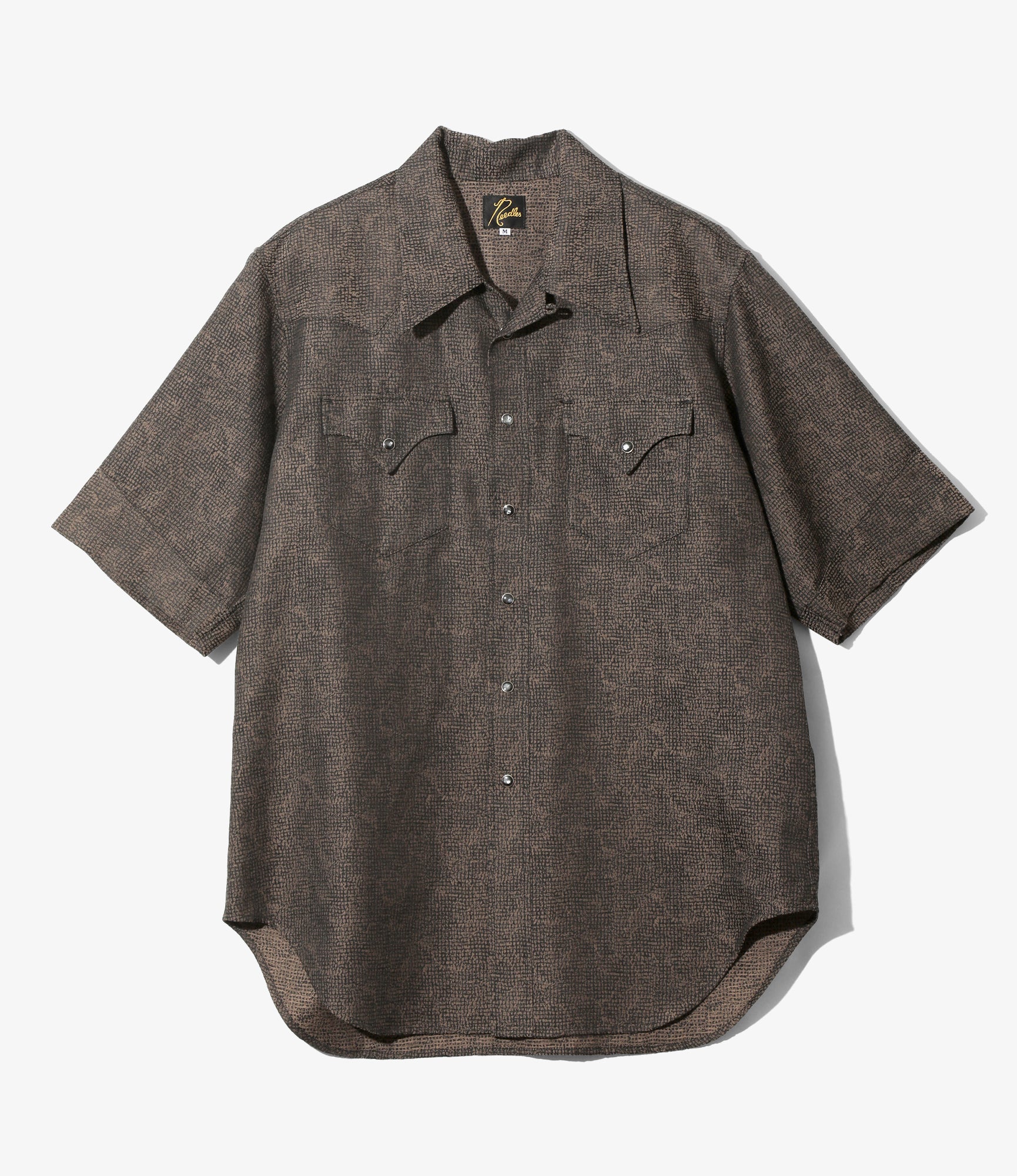 S/S Western Shirt - Brown - Micro Shadow Plaid