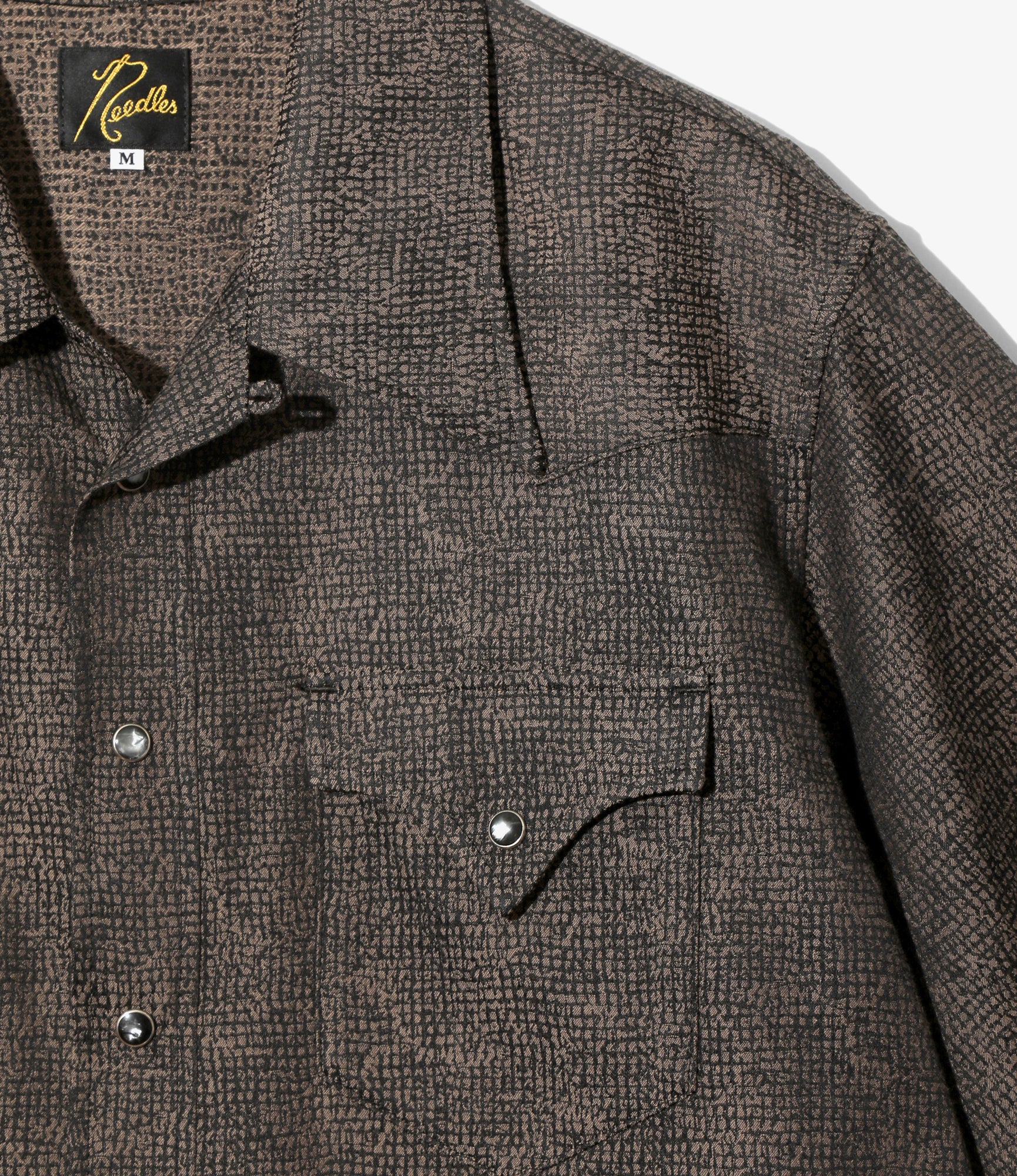 S/S Western Shirt - Brown - Micro Shadow Plaid - Image 2