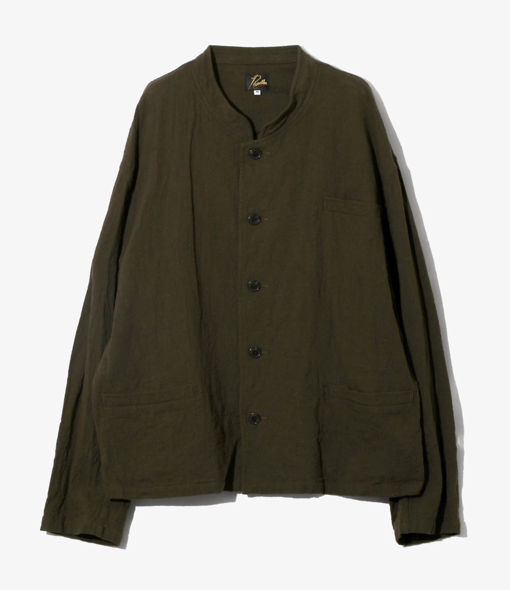 Stand Collar Uncon Jacket - Olive - Slub Cloth