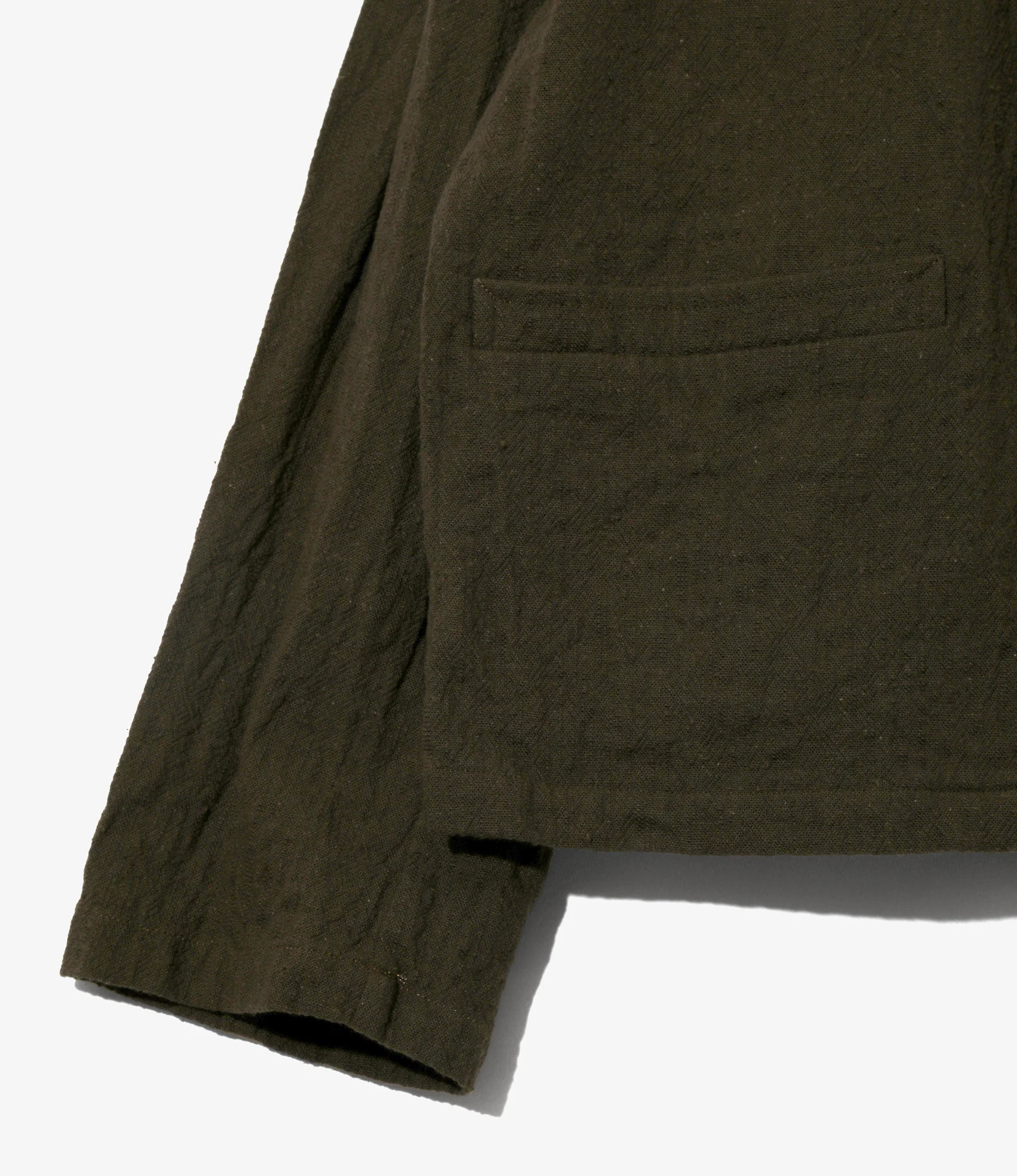 Stand Collar Uncon Jacket - Olive - Slub Cloth - Image 2