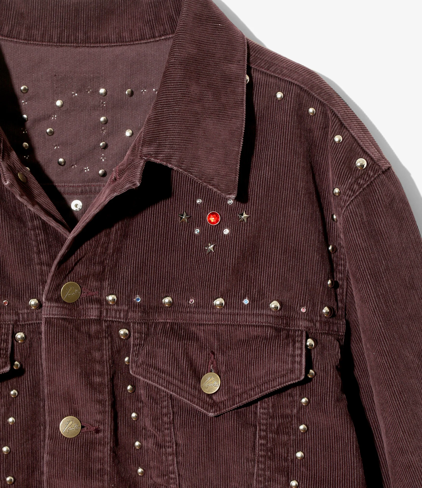 Studded Jean Jacket - Burgundy - 14W Corduroy - Image 2