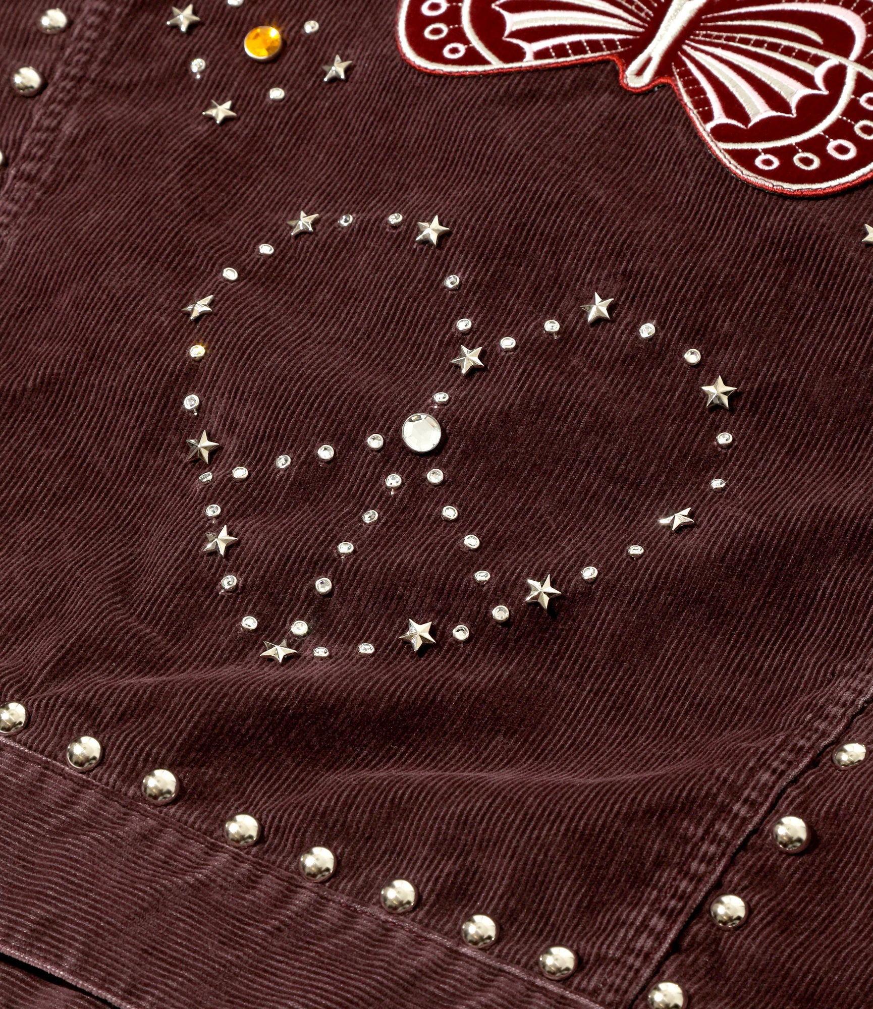 Studded Jean Jacket - Burgundy - 14W Corduroy - Image 6