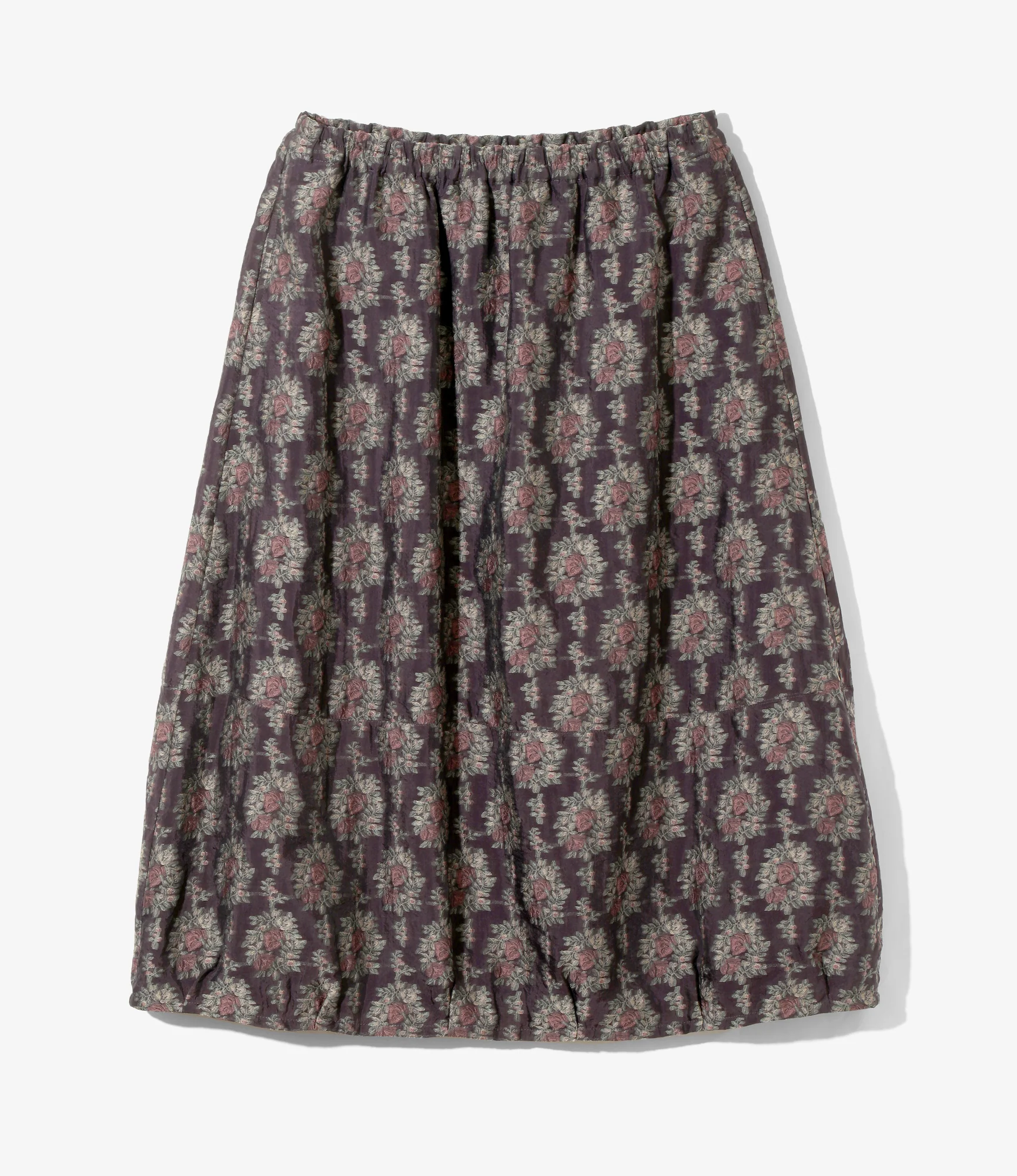 Women's Balloon Skirt - Purple - Floral Cut Jacquard