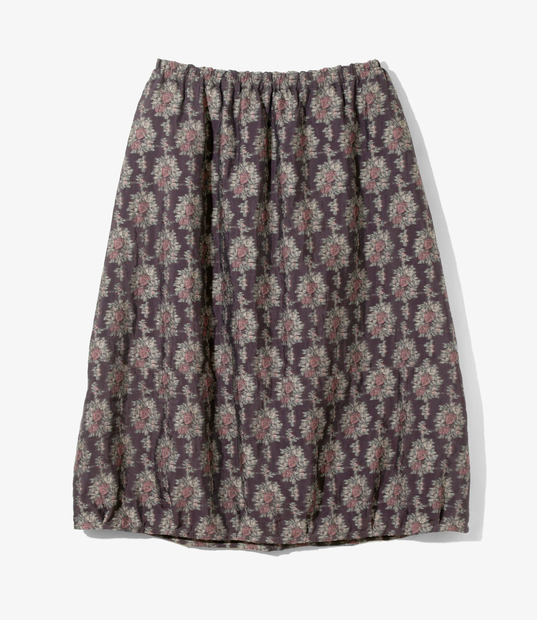 Women's Balloon Skirt - Purple - Floral Cut Jacquard - Image 4