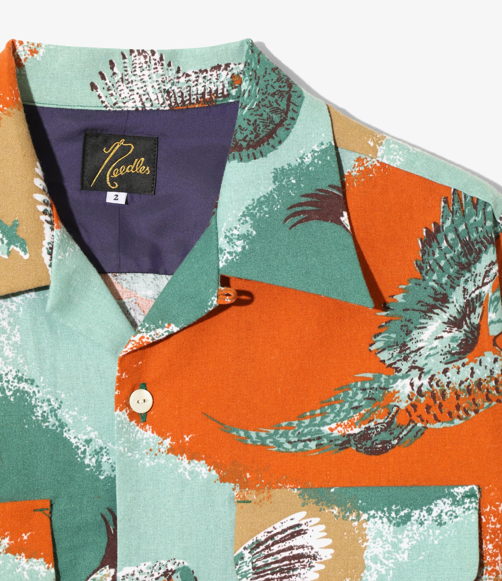 Women's Classic Shirt Dress - Orange - Printed Flannel / Bird - Image 2