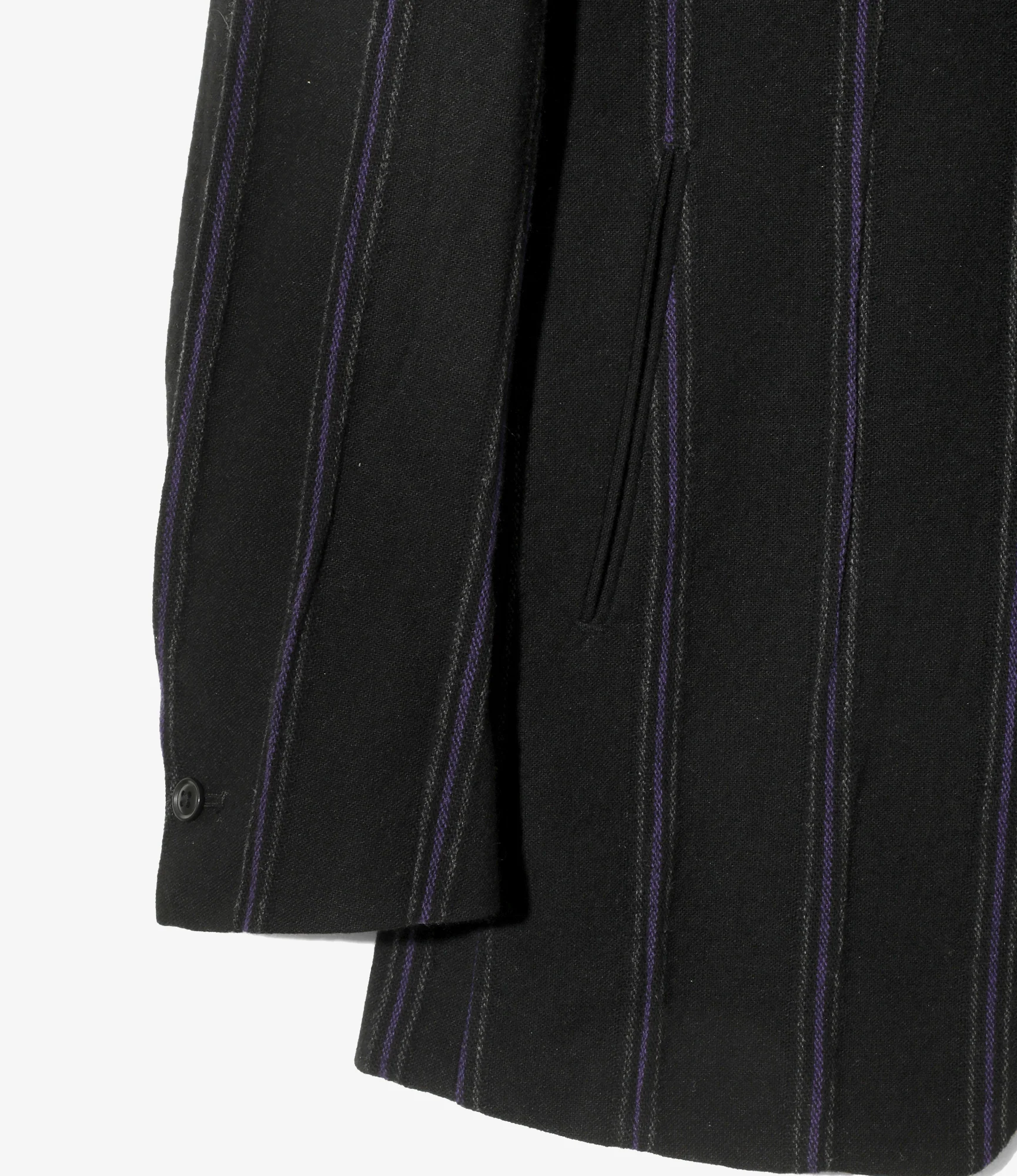 Women's Collarless Jacket - Black/Purple - Stripe Tweed - Image 3