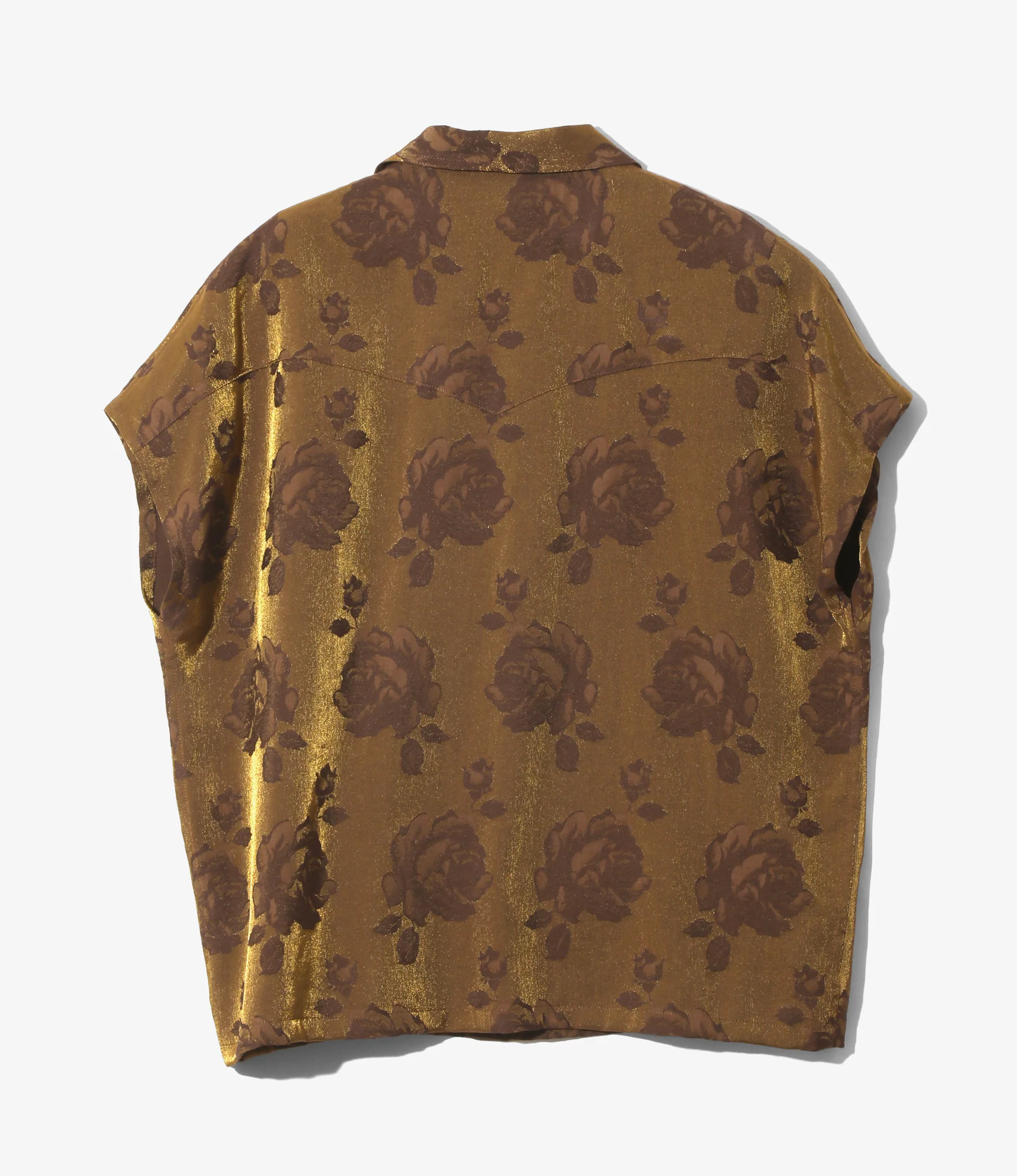 Women's Cowboy French Sleeve Blouse - Brown - Rose Jacquard - Image 3