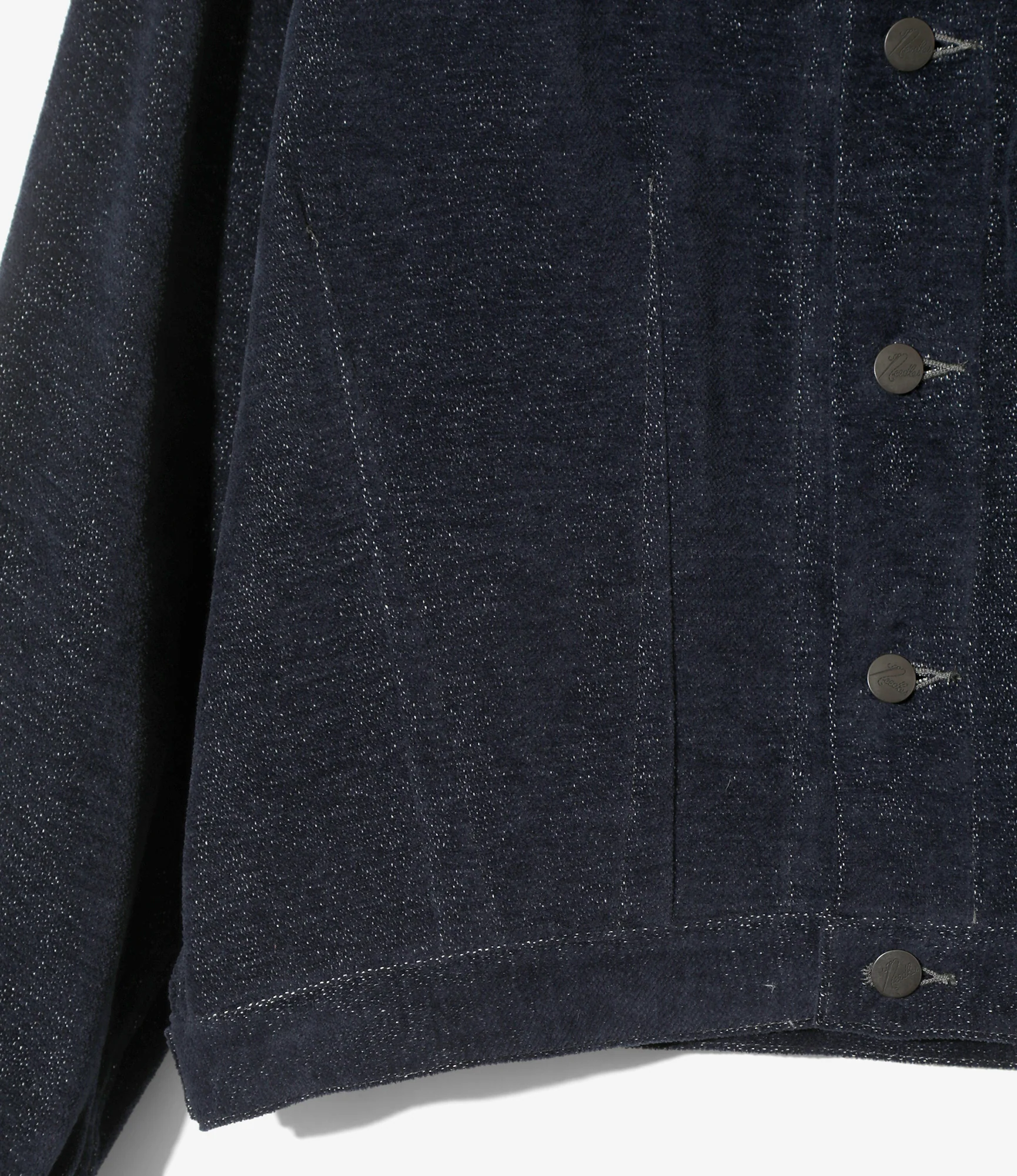 Women's Darts Bottom Jean Jacket - Navy - Cotton / Washi Chenille - Image 3