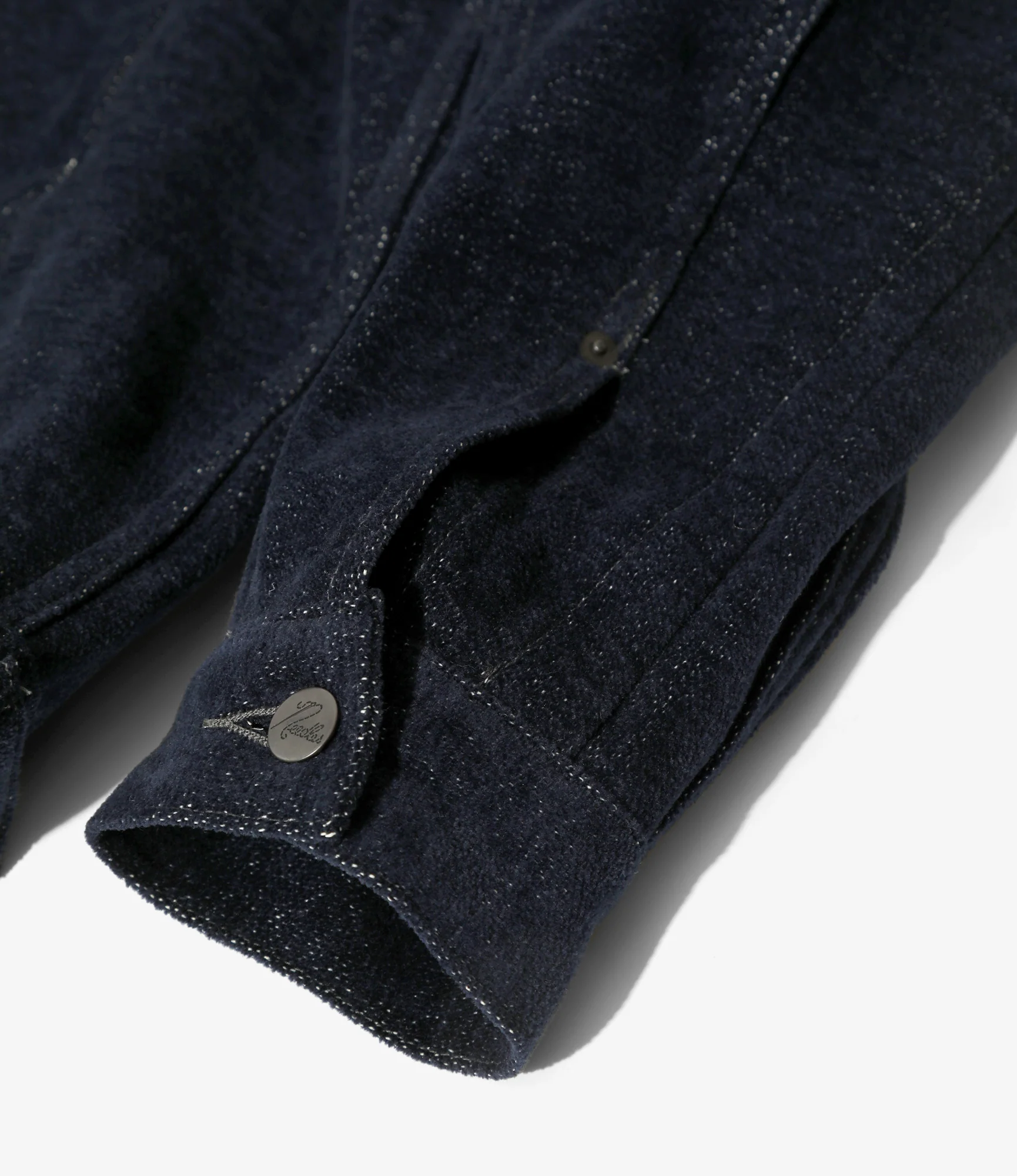 Women's Darts Bottom Jean Jacket - Navy - Cotton / Washi Chenille - Image 4