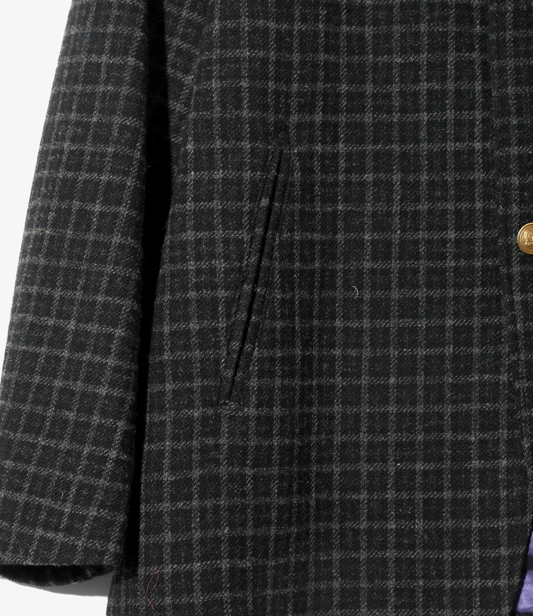 Pin Lapel Blazer - Charcoal - Wool Tweed Plaid - Image 3