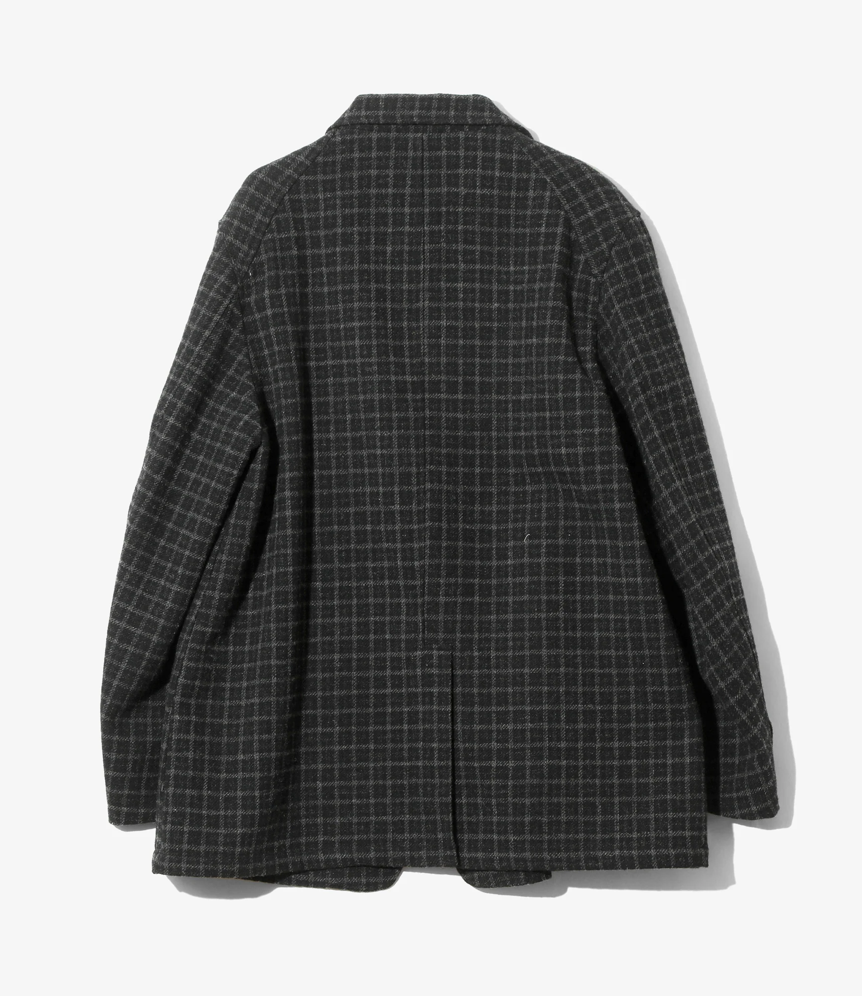 Pin Lapel Blazer - Charcoal - Wool Tweed Plaid - Image 4