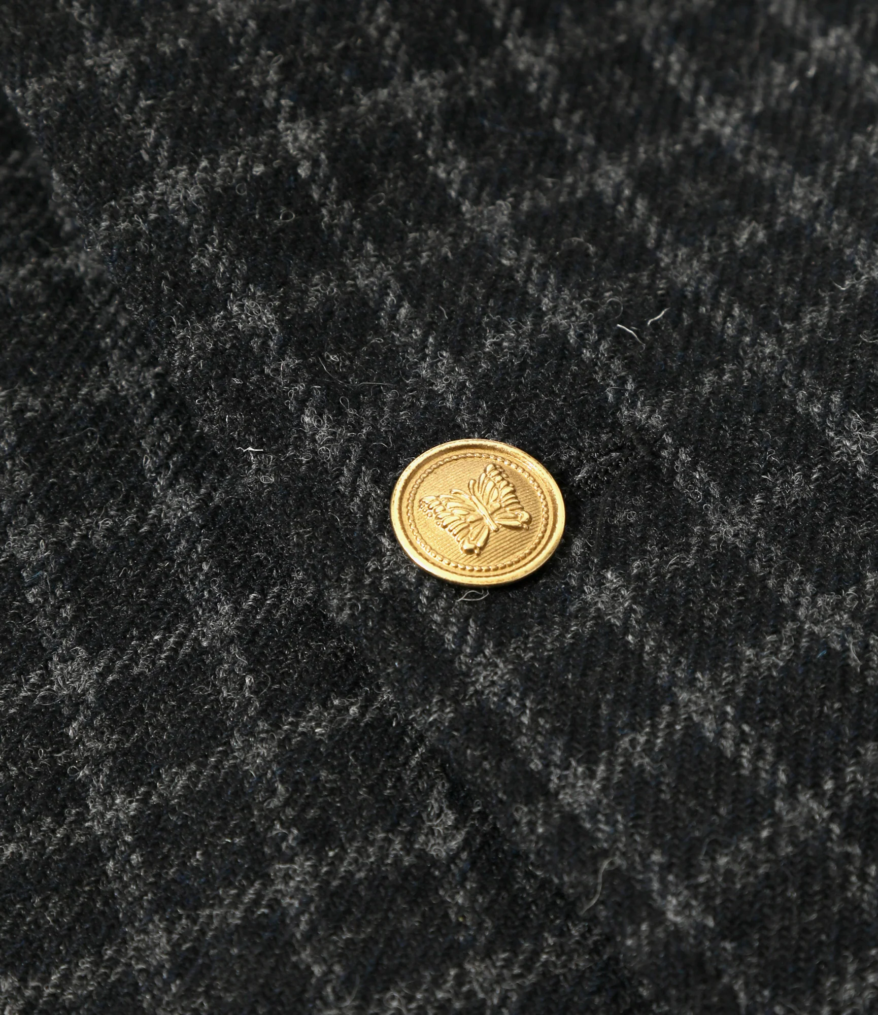 Pin Lapel Blazer - Charcoal - Wool Tweed Plaid - Image 5