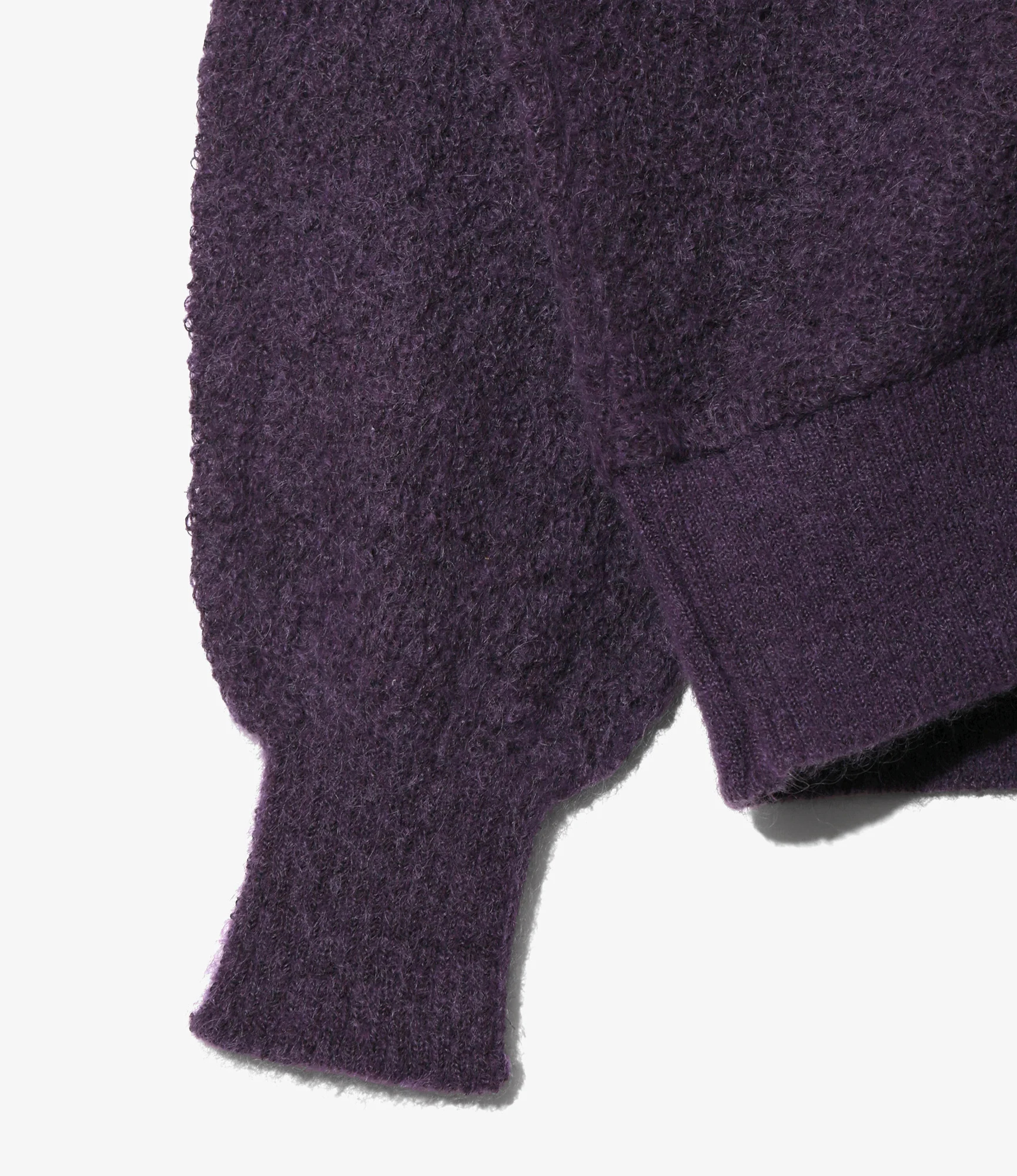 Women's Round Collar Cardigan - Purple - Crepe Weave - Image 3