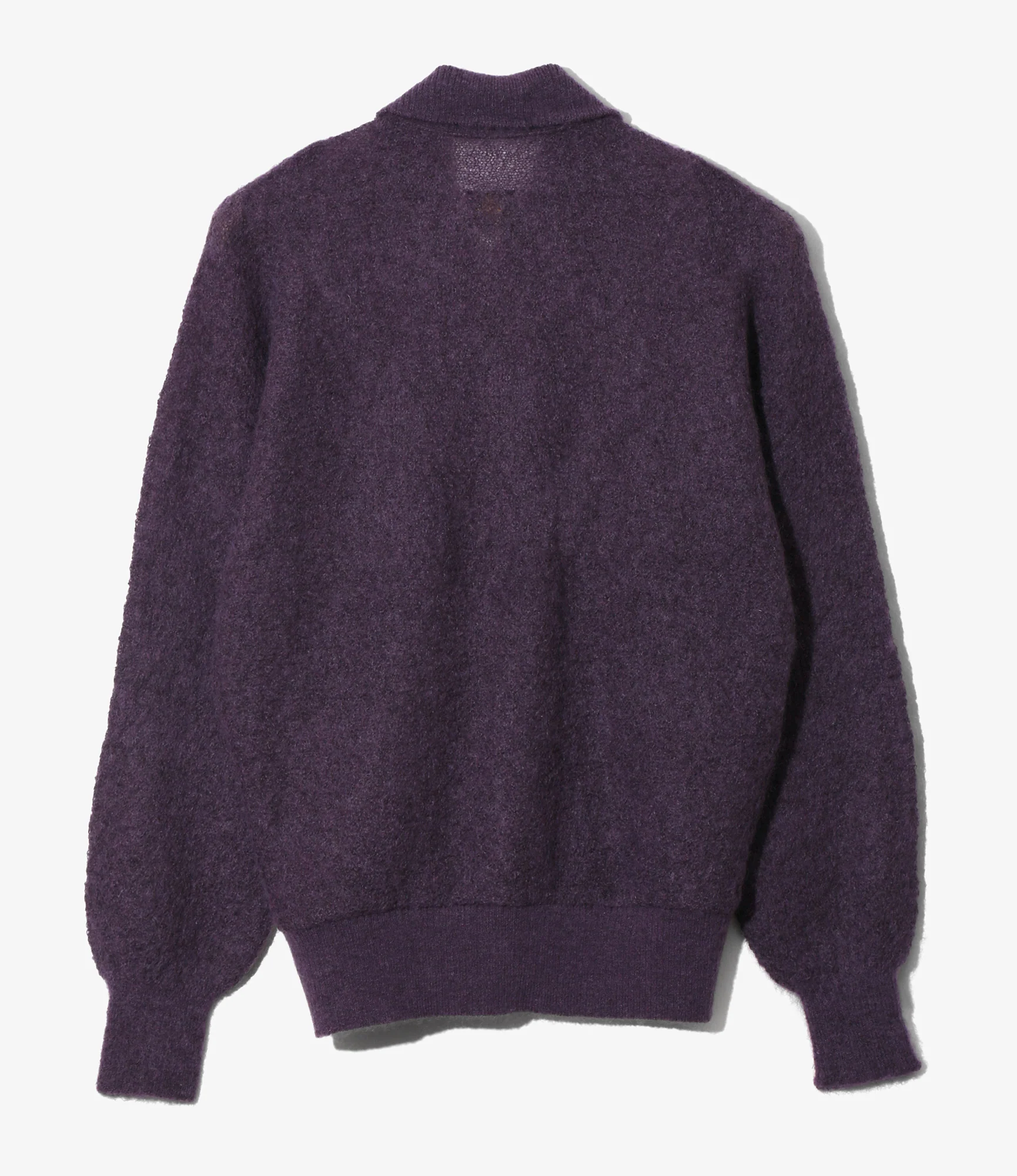 Women's Round Collar Cardigan - Purple - Crepe Weave - Image 4