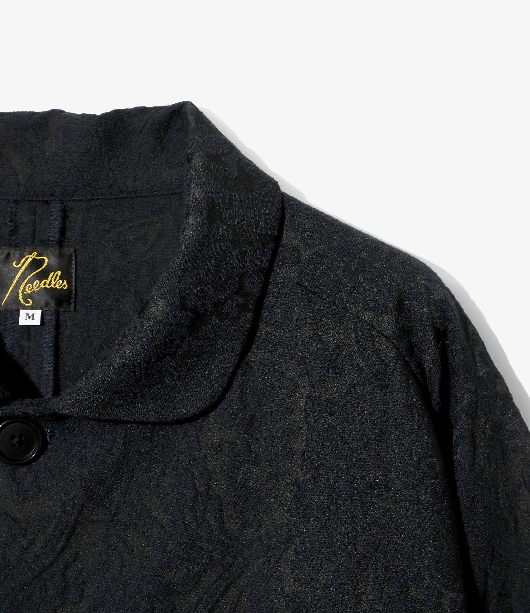 Women's Round Collar Jacket - Navy - Calico Jacquard - Image 2