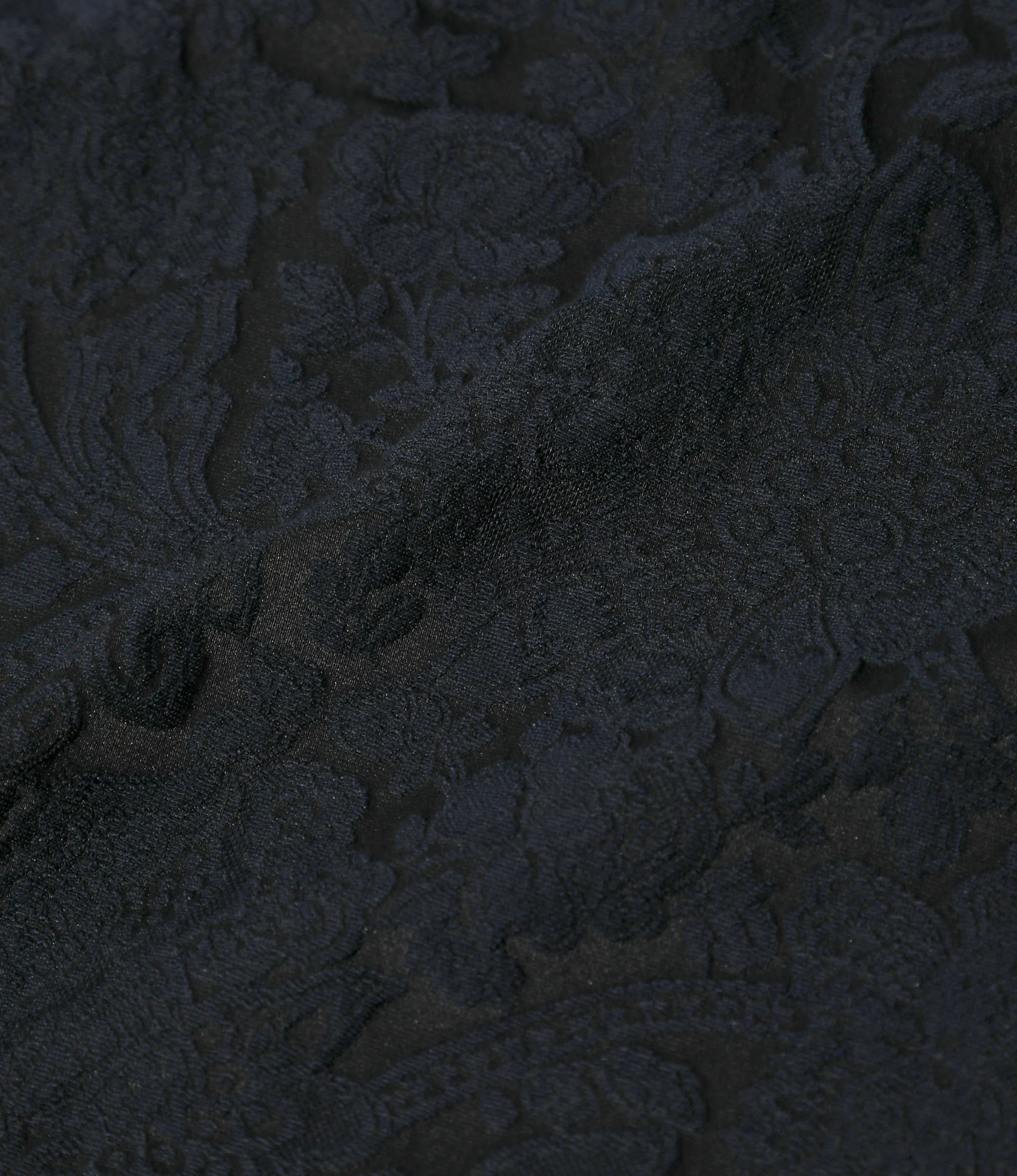 Women's Round Collar Jacket - Navy - Calico Jacquard - Image 4